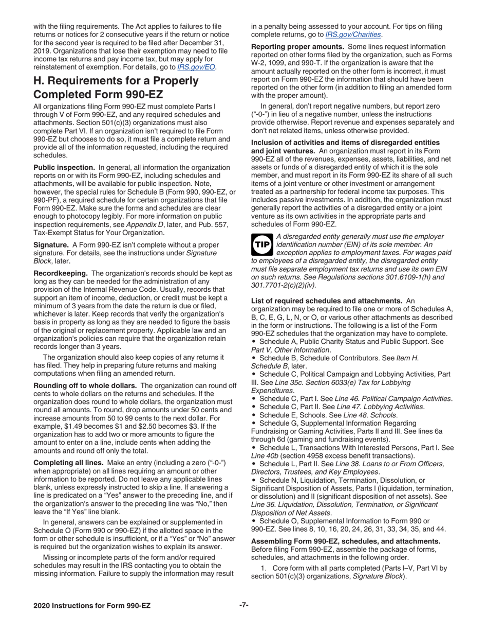 Instructions for IRS Form 990-EZ Short Form Return of Organization Exempt From Income Tax, Page 7