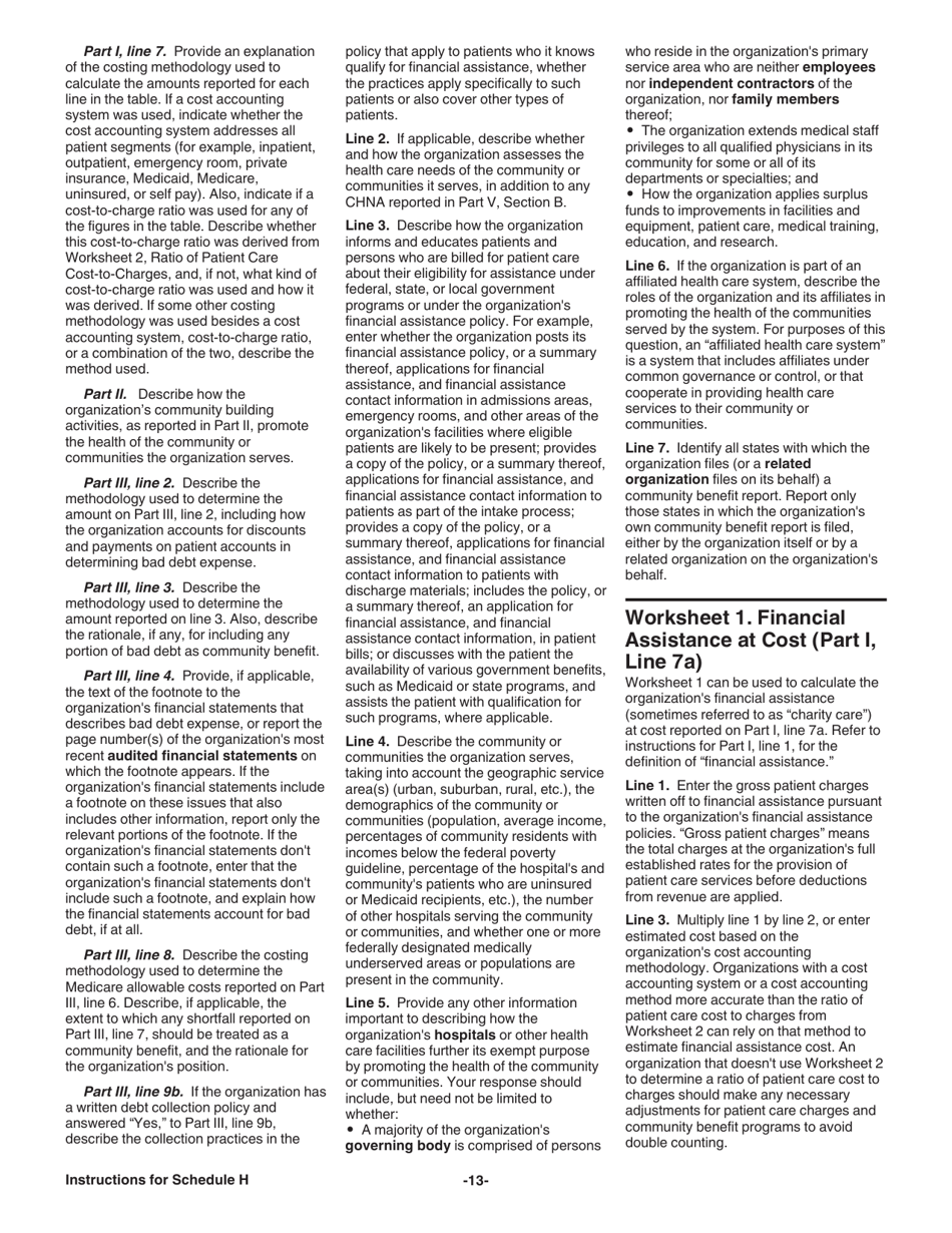 Instructions for IRS Form 990 Schedule H Hospitals, Page 13