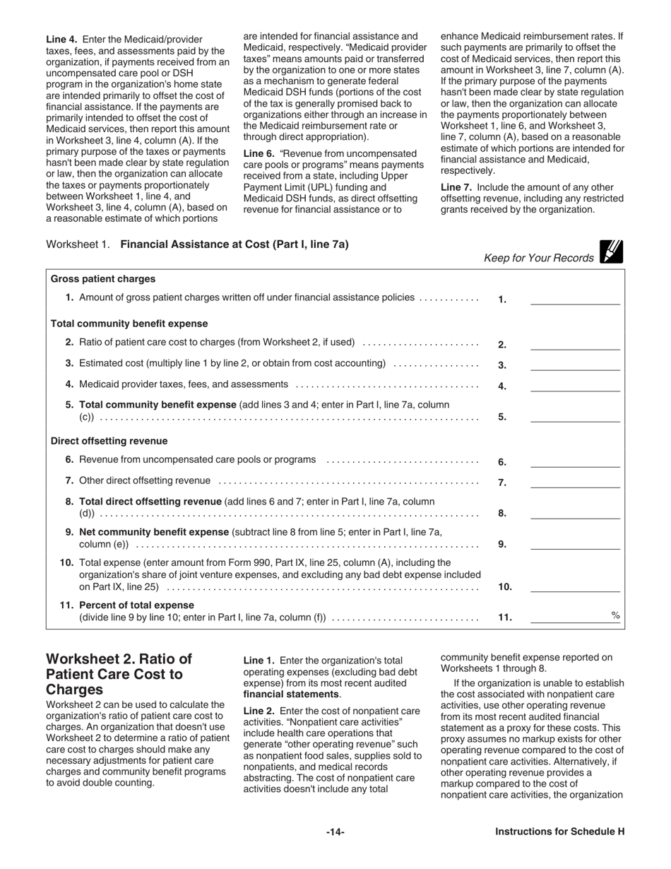 Instructions for IRS Form 990 Schedule H Hospitals, Page 14