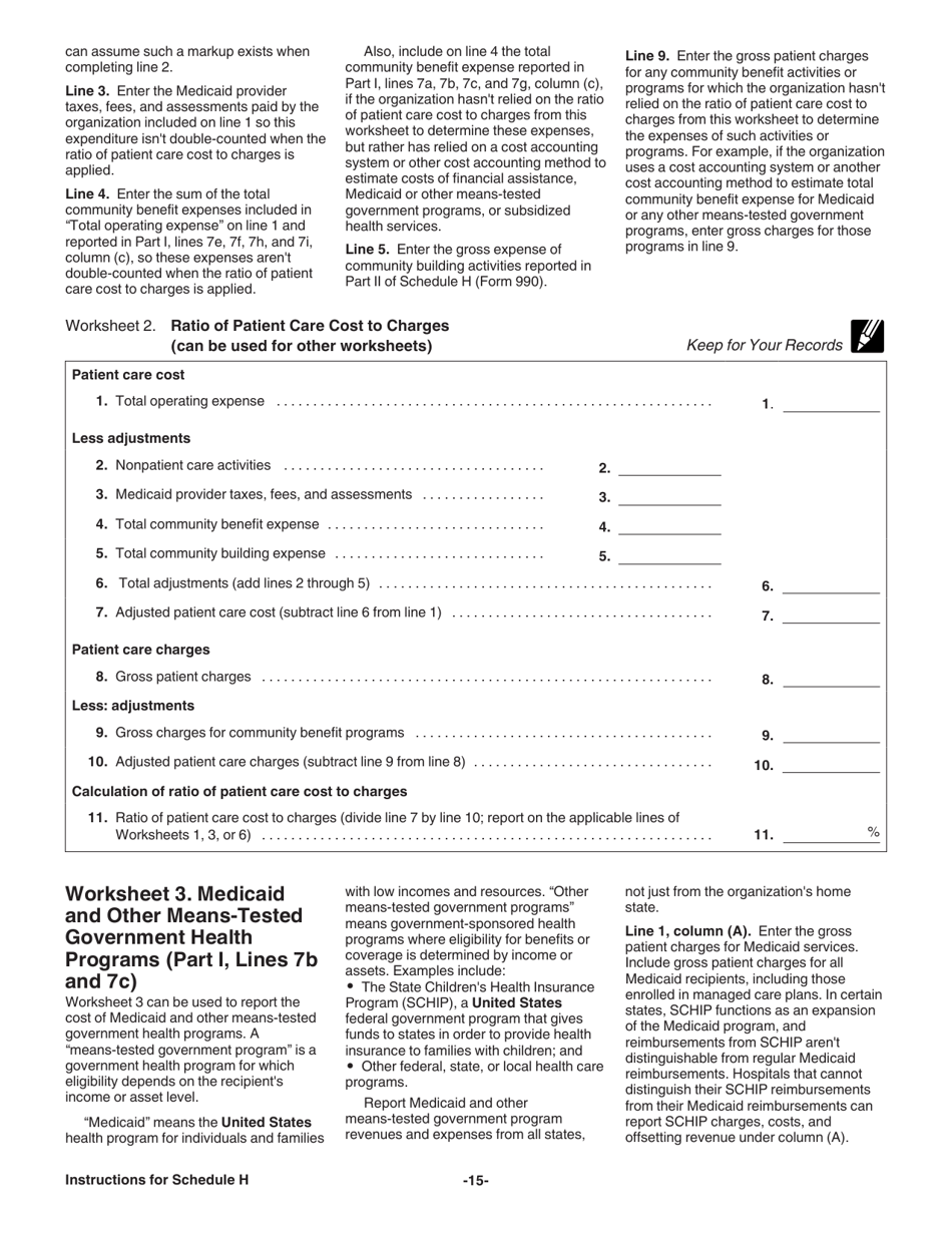 Instructions for IRS Form 990 Schedule H Hospitals, Page 15