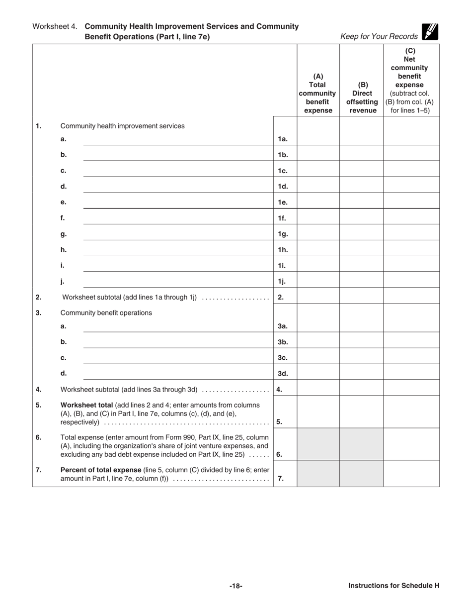 Instructions for IRS Form 990 Schedule H Hospitals, Page 18