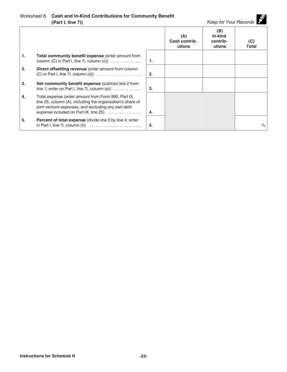 Instructions for IRS Form 990 Schedule H Hospitals, Page 23