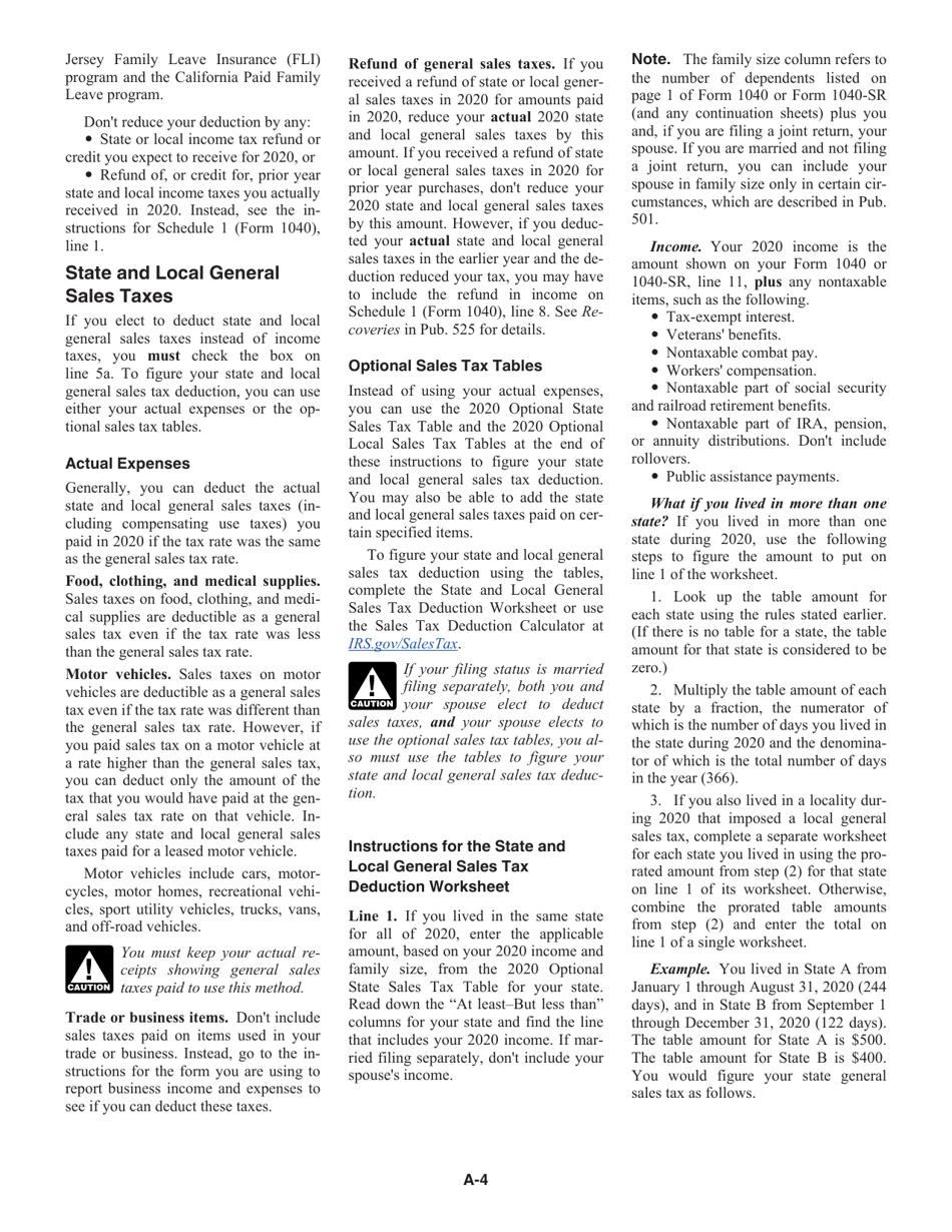 Instructions for IRS Form 1040 Schedule A Itemized Deductions, Page 4