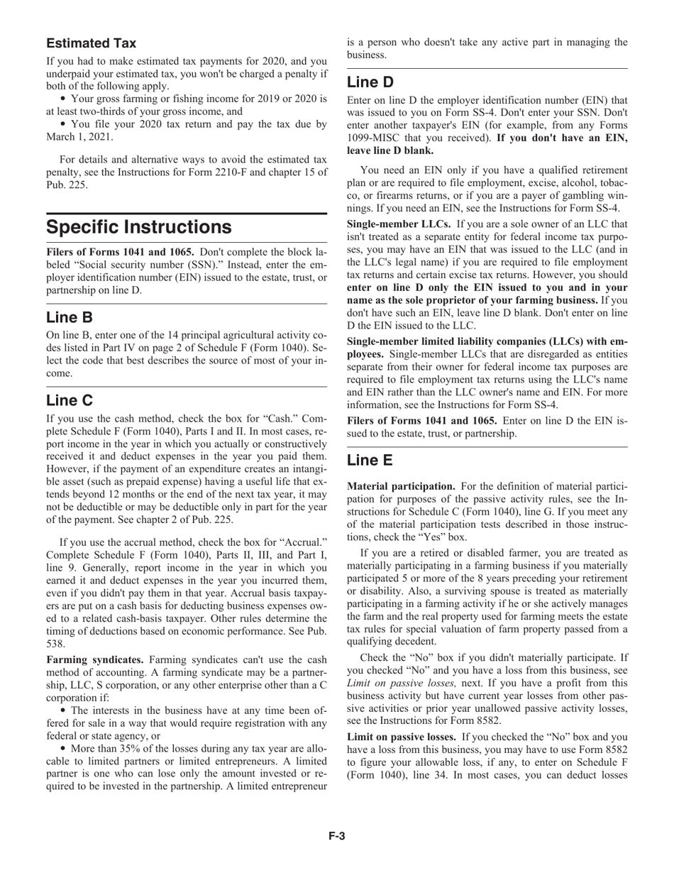 Instructions for IRS Form 1040 Schedule F Profit or Loss From Farming, Page 3