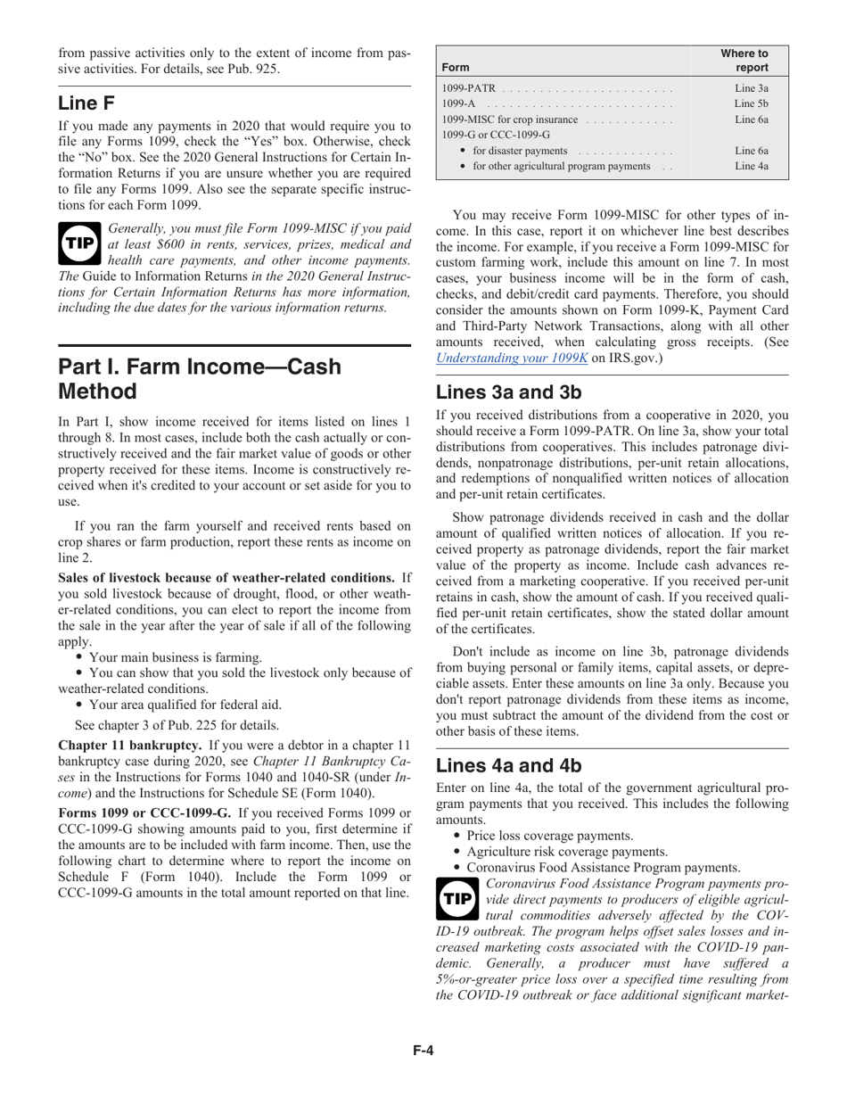 Instructions for IRS Form 1040 Schedule F Profit or Loss From Farming, Page 4