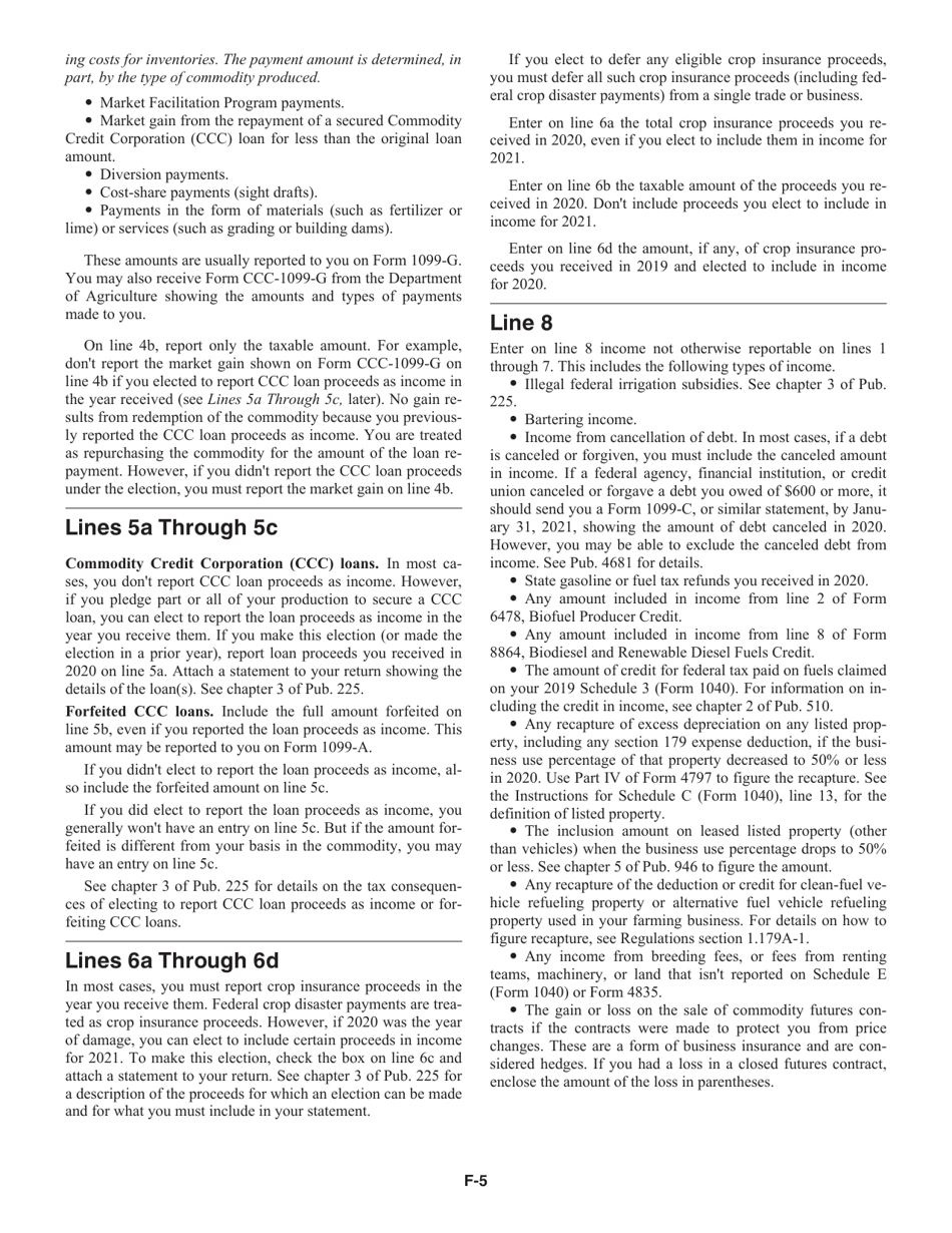 Instructions for IRS Form 1040 Schedule F Profit or Loss From Farming, Page 5