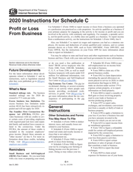 Instructions for IRS Form 1040 Schedule C &quot;Profit or Loss From Business&quot;, 2020
