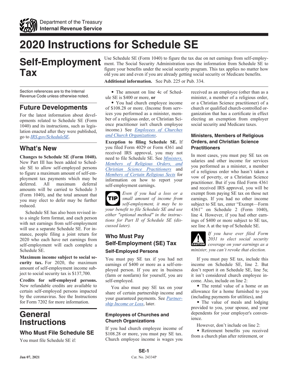 Download Instructions For IRS Form 1040 Schedule SE Self employment Tax Download Instructions For IRS Form 1040 Schedule SE Self employment Tax