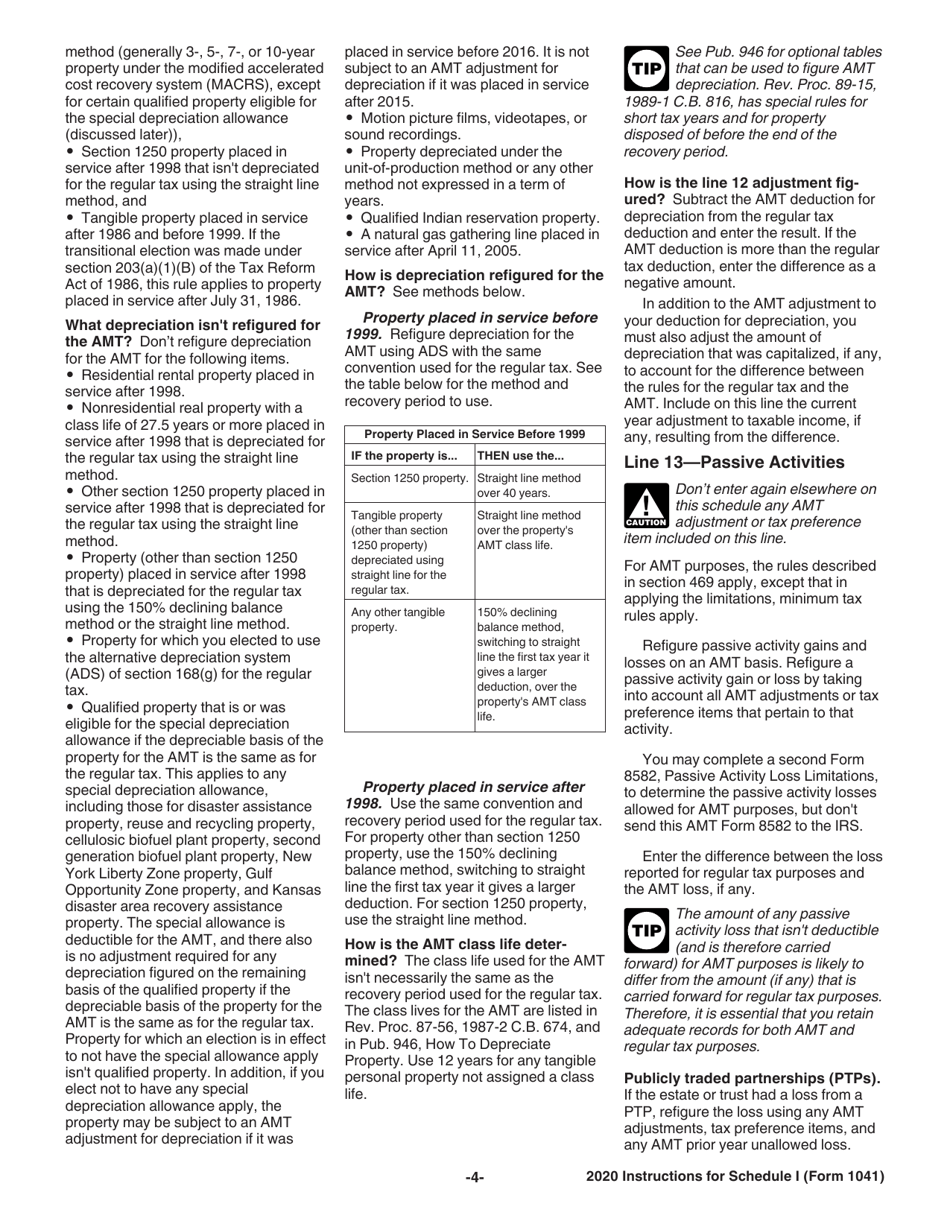 Instructions for IRS Form 1041 Schedule I Alternative Minimum Tax - Estates and Trusts, Page 4