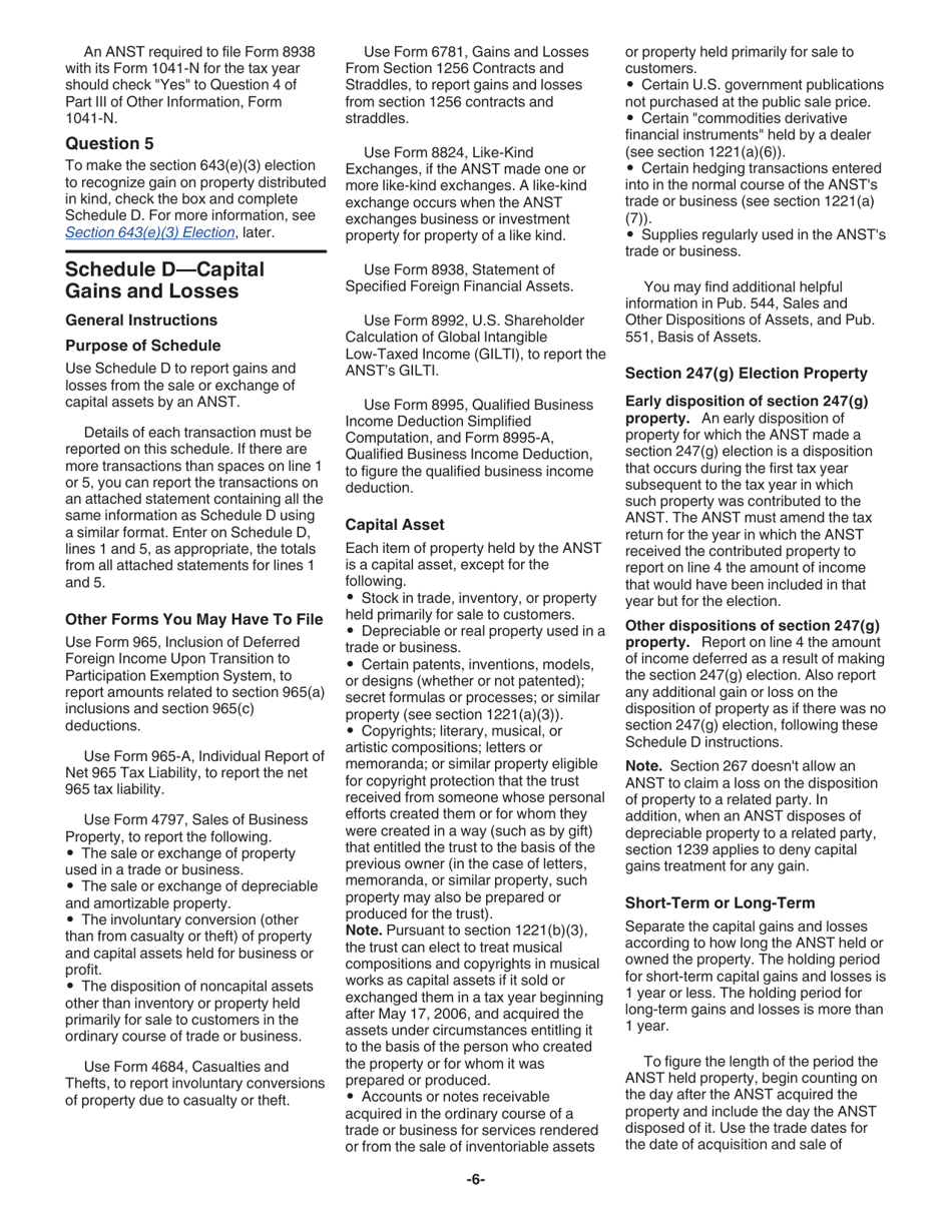 Instructions for IRS Form 1041-N U.S. Income Tax Return for Electing Alaska Native Settlement Trusts, Page 6