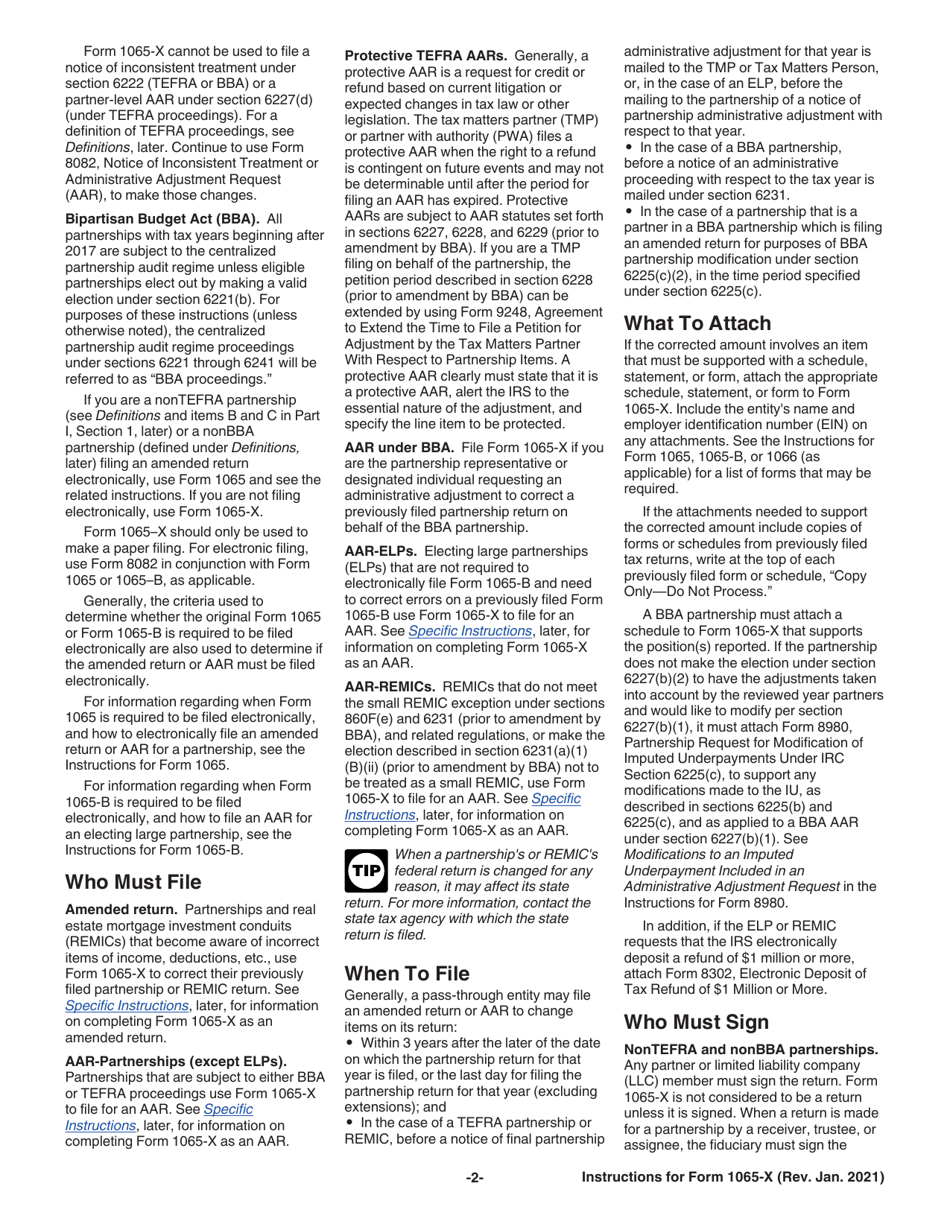 Instructions for IRS Form 1065-X Amended Return or Administrative Adjustment Request (AAR), Page 2