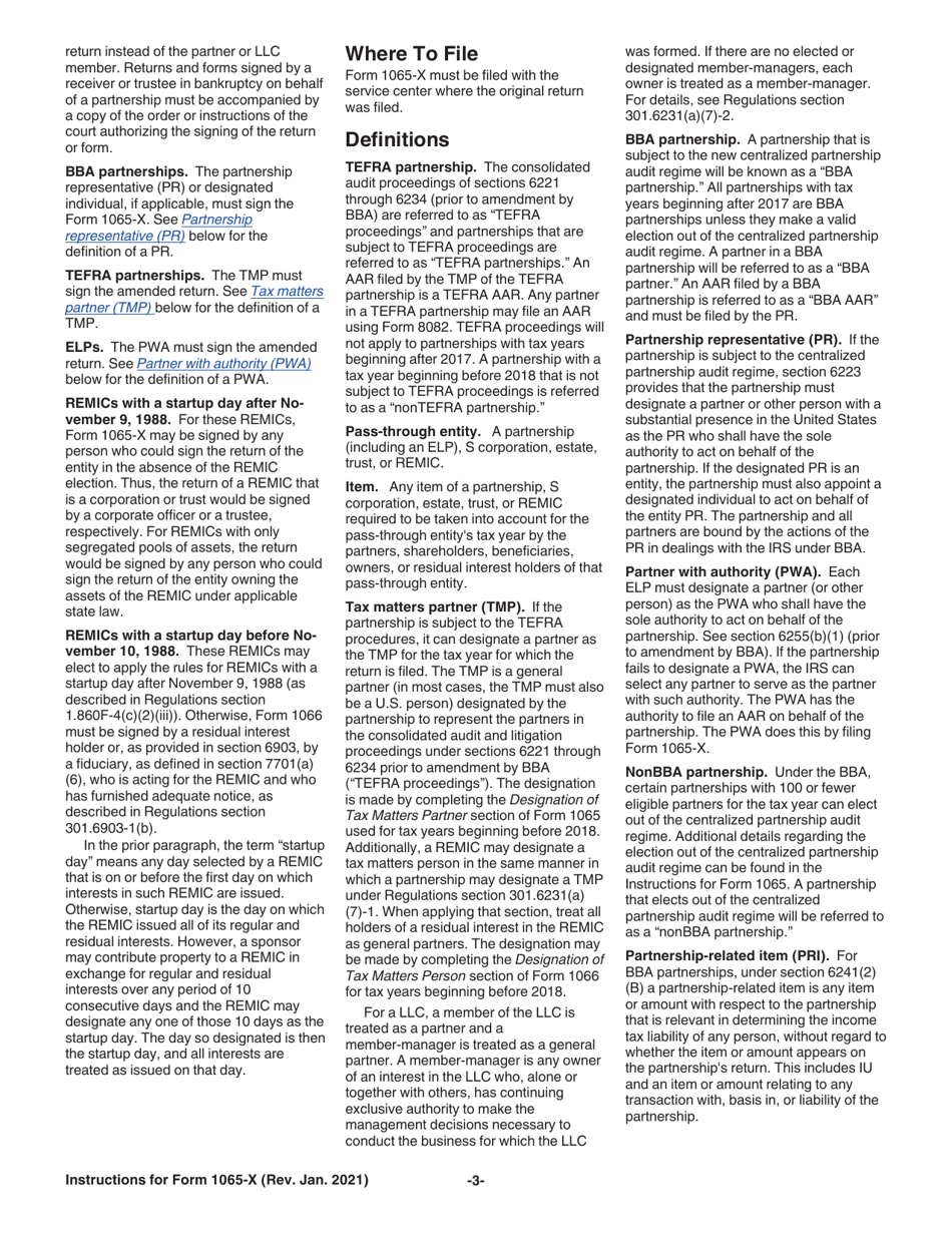 Instructions for IRS Form 1065-X Amended Return or Administrative Adjustment Request (AAR), Page 3