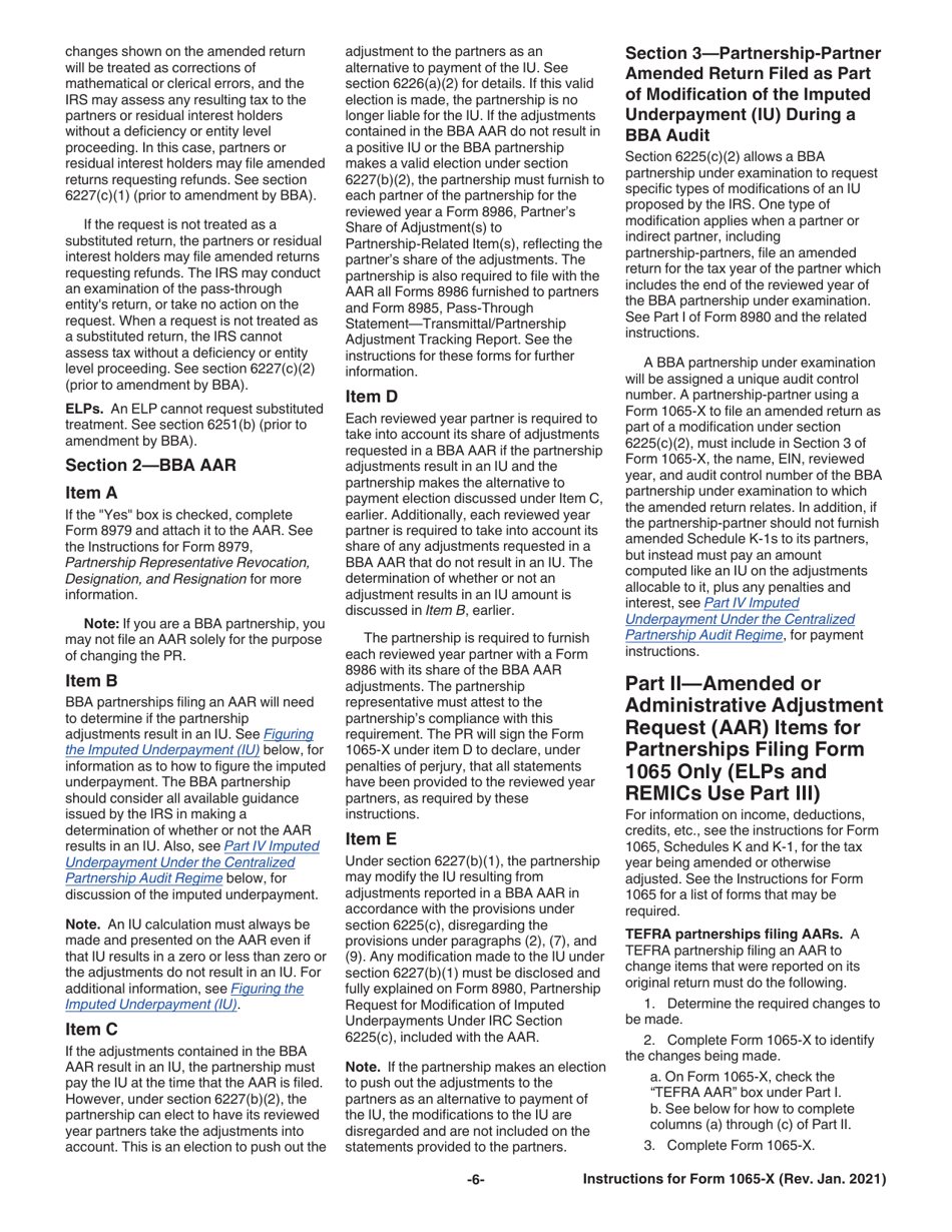 Instructions for IRS Form 1065-X Amended Return or Administrative Adjustment Request (AAR), Page 6