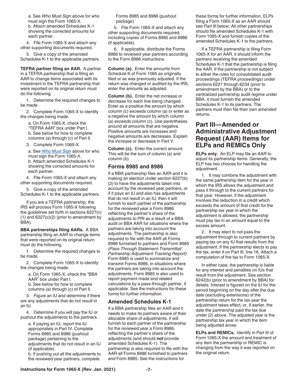 Instructions for IRS Form 1065-X Amended Return or Administrative Adjustment Request (AAR), Page 7