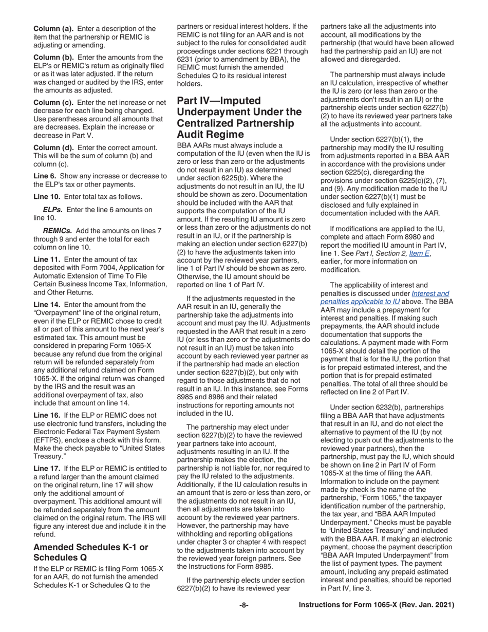 Instructions for IRS Form 1065-X Amended Return or Administrative Adjustment Request (AAR), Page 8