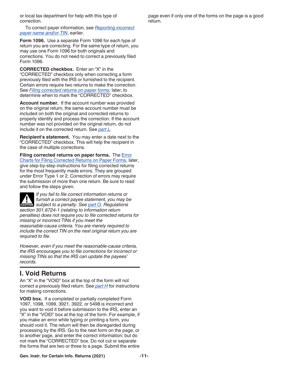 Instructions for IRS Form 1096, 1097, 1098, 1099, 3921, 3922, 5498, W-2G, Page 11