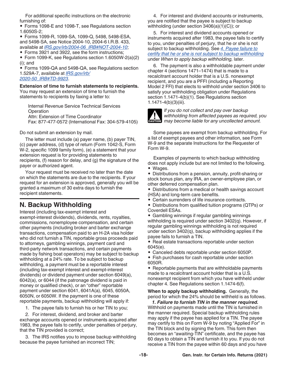 Instructions for IRS Form 1096, 1097, 1098, 1099, 3921, 3922, 5498, W-2G, Page 18