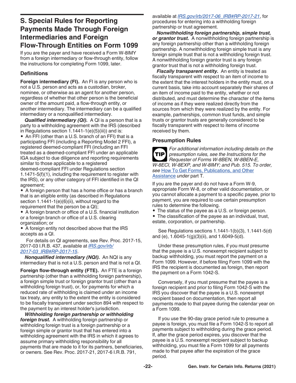 Instructions for IRS Form 1096, 1097, 1098, 1099, 3921, 3922, 5498, W-2G, Page 22