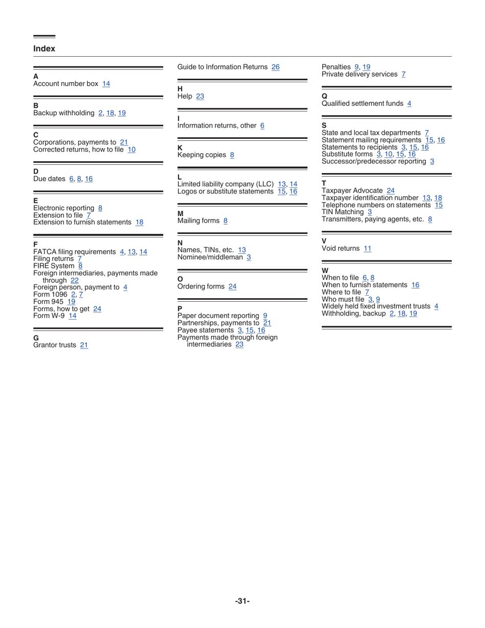 Instructions for IRS Form 1096, 1097, 1098, 1099, 3921, 3922, 5498, W-2G, Page 31