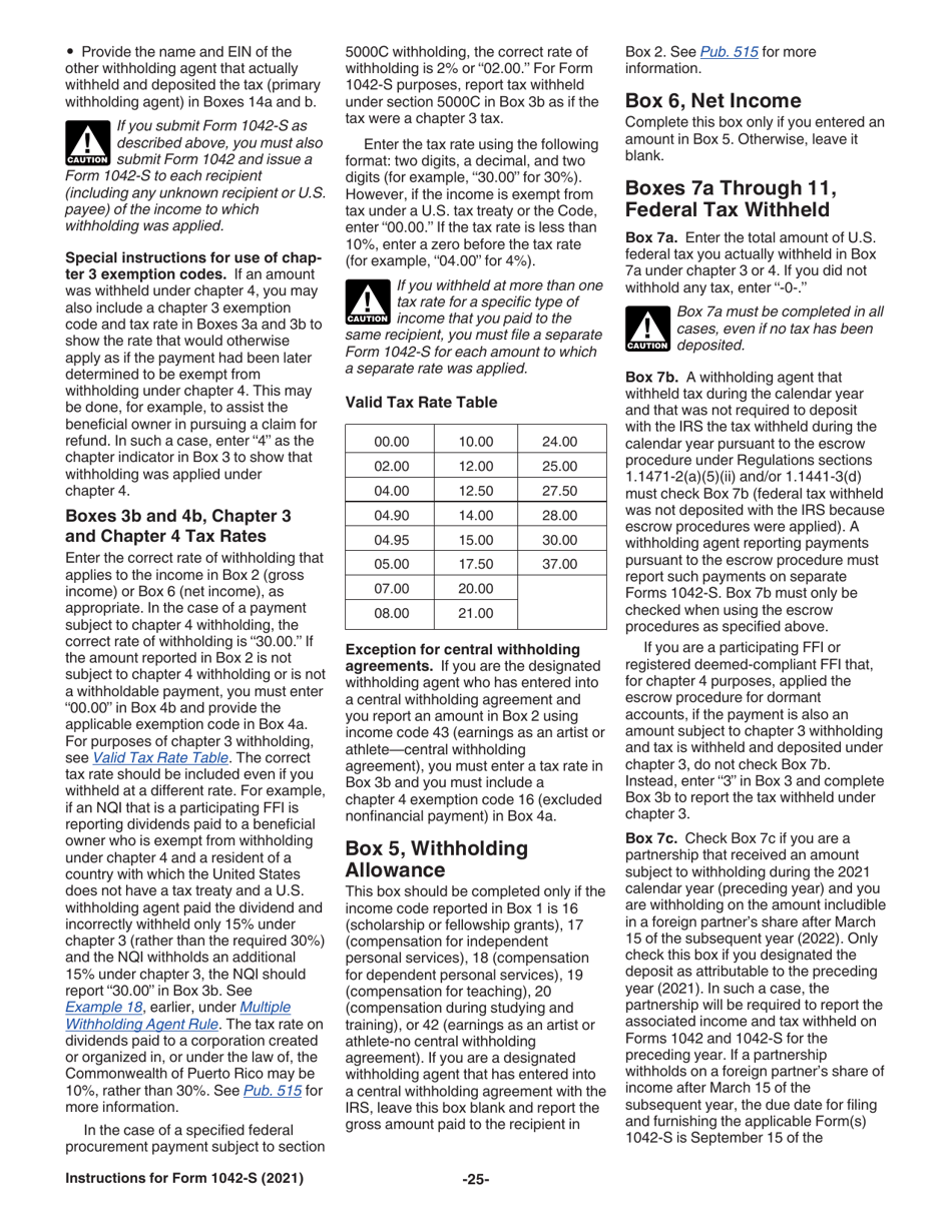 Instructions for IRS Form 1042-S Foreign Persons U.S. Source Income Subject to Withholding, Page 25