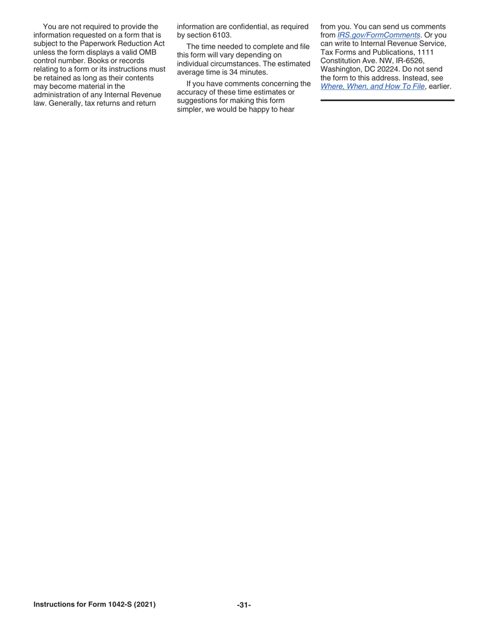 Instructions for IRS Form 1042-S Foreign Persons U.S. Source Income Subject to Withholding, Page 31