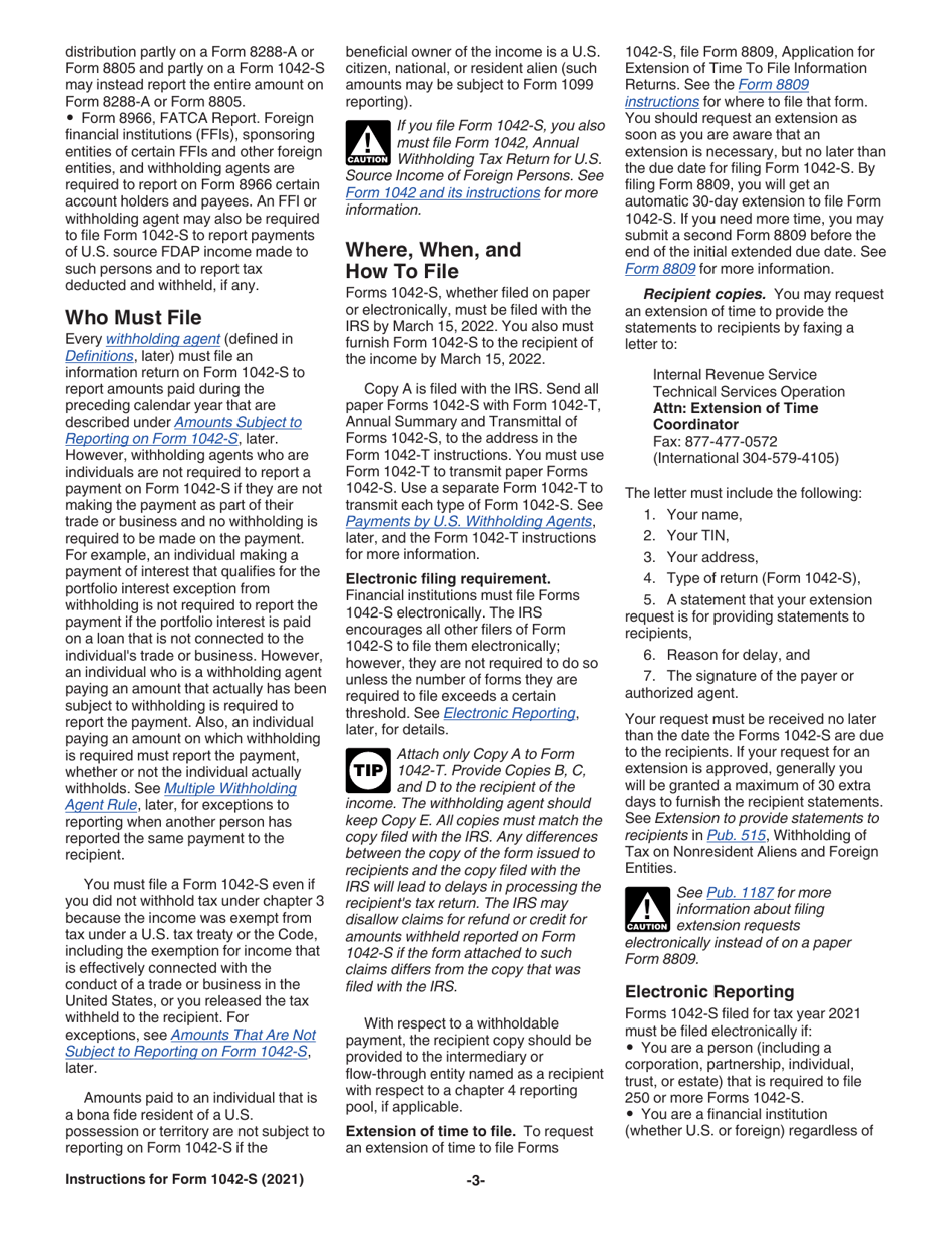 Instructions for IRS Form 1042-S Foreign Persons U.S. Source Income Subject to Withholding, Page 3