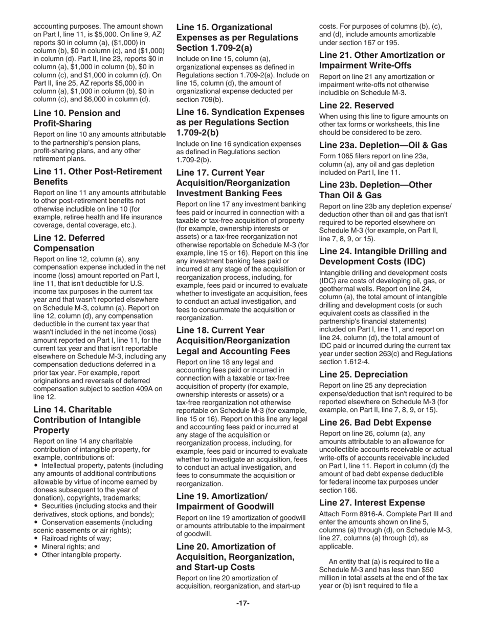 Instructions for IRS Form 1065 Schedule M-3 Net Income (Loss) Reconciliation for Certain Partnerships, Page 17