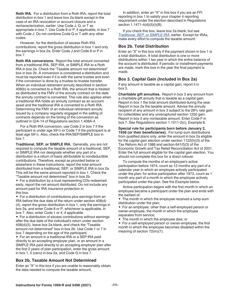 Instructions for IRS Form 1099-R, 5498, Page 11