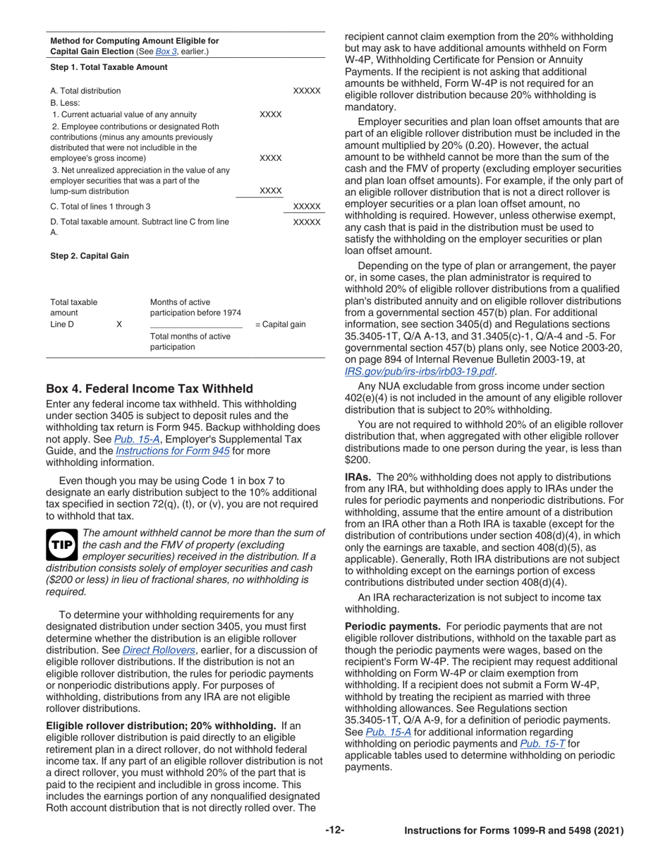 Instructions for IRS Form 1099-R, 5498, Page 12