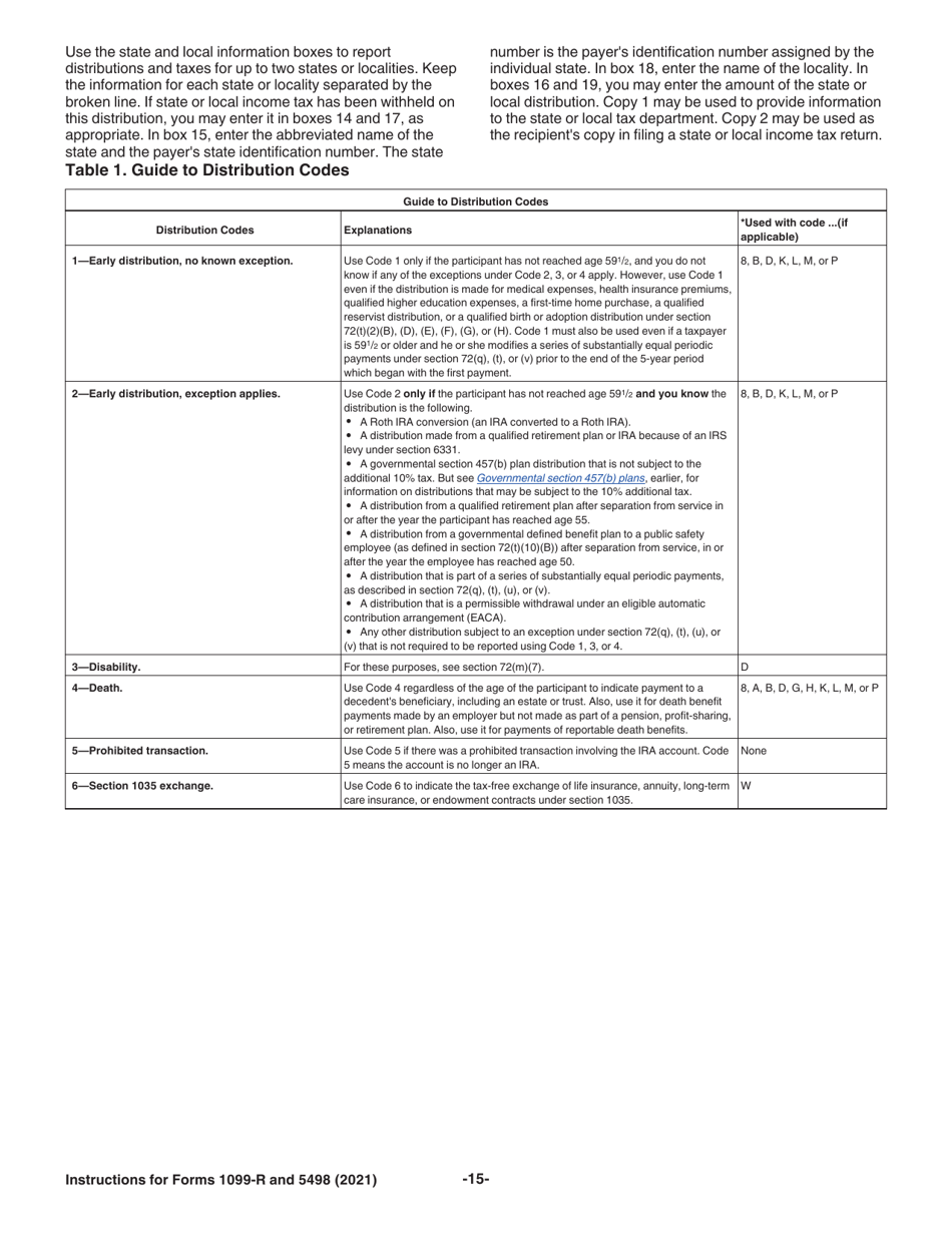 Instructions for IRS Form 1099-R, 5498, Page 15