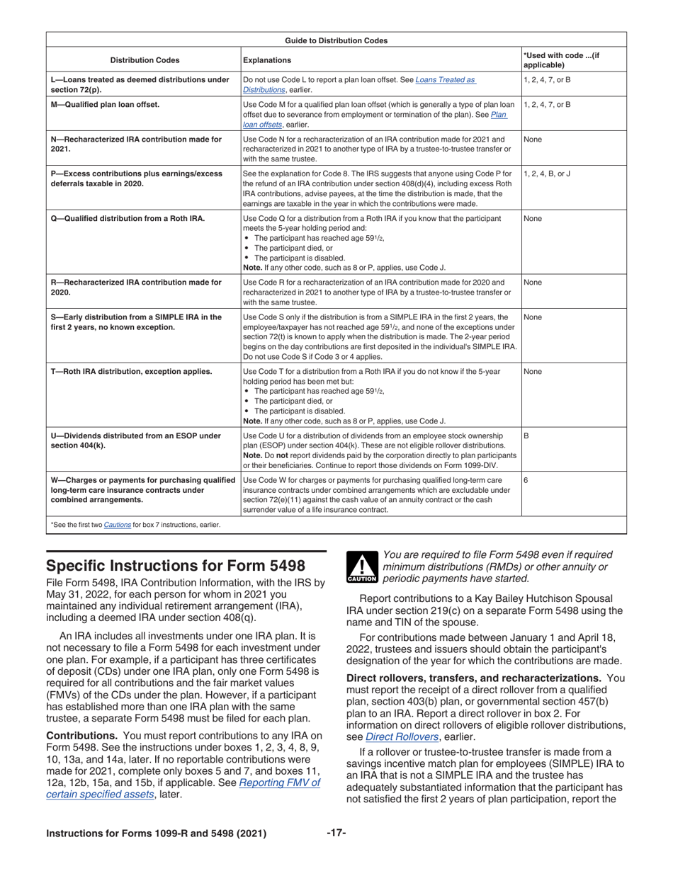 Instructions for IRS Form 1099-R, 5498, Page 17