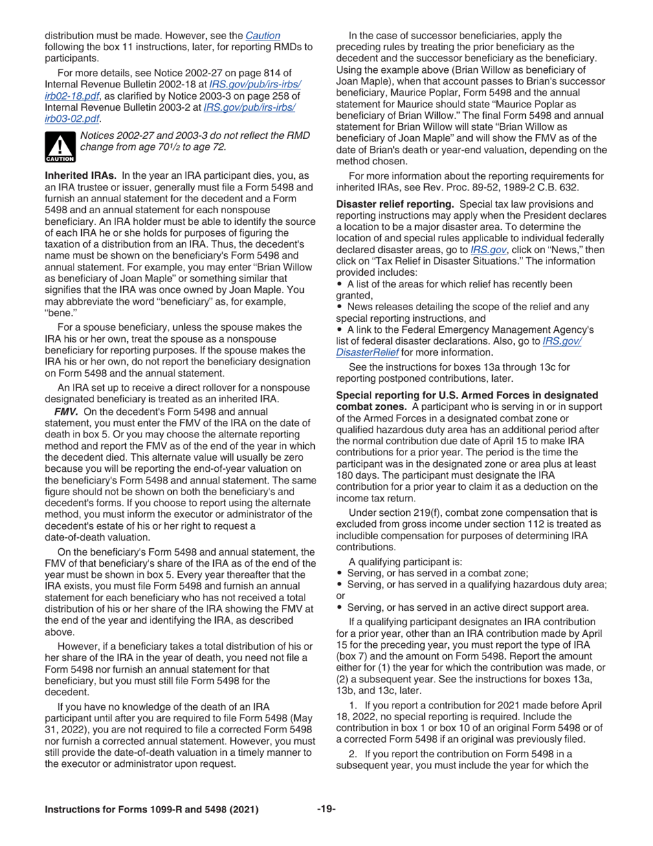 Instructions for IRS Form 1099-R, 5498, Page 19