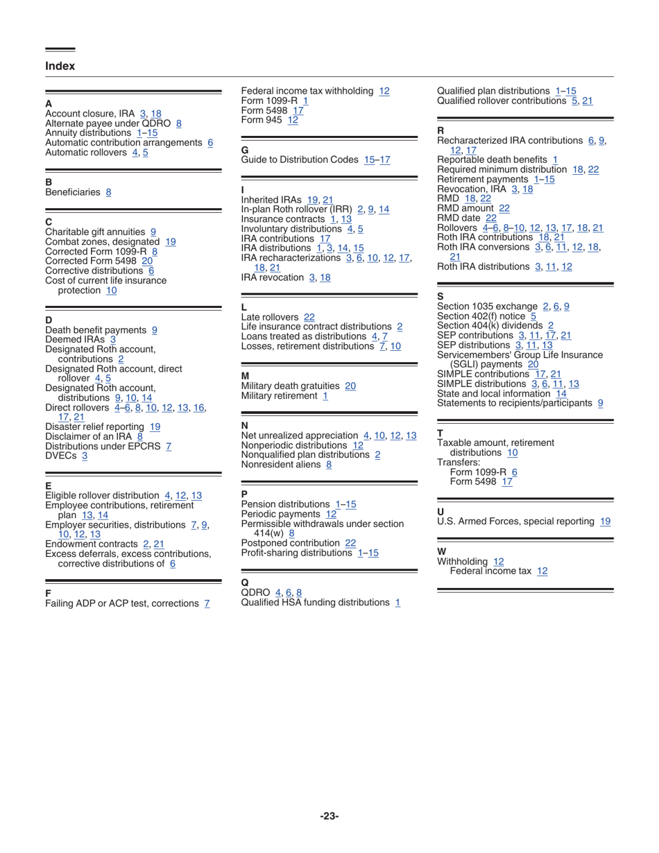 Instructions for IRS Form 1099-R, 5498, Page 23