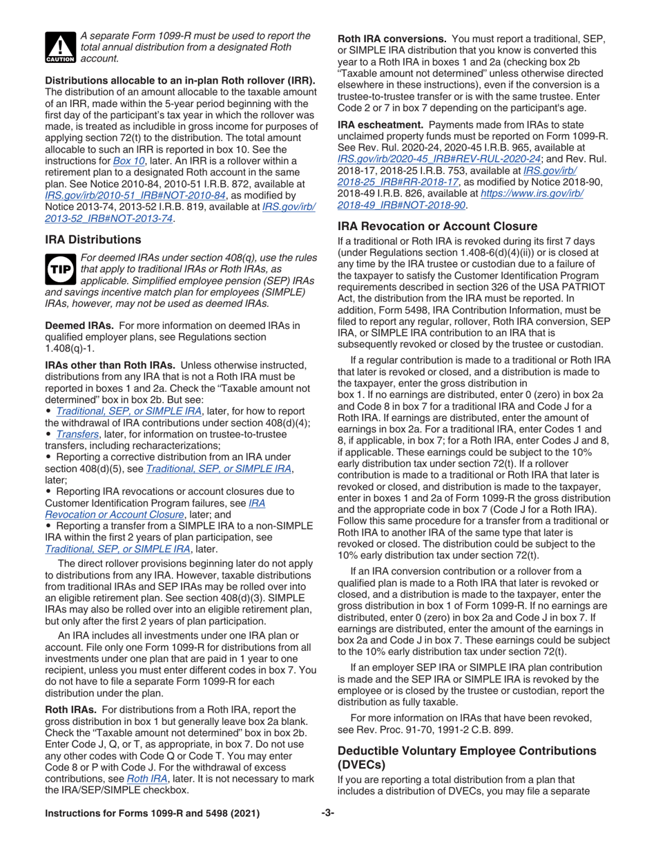 Instructions for IRS Form 1099-R, 5498, Page 3