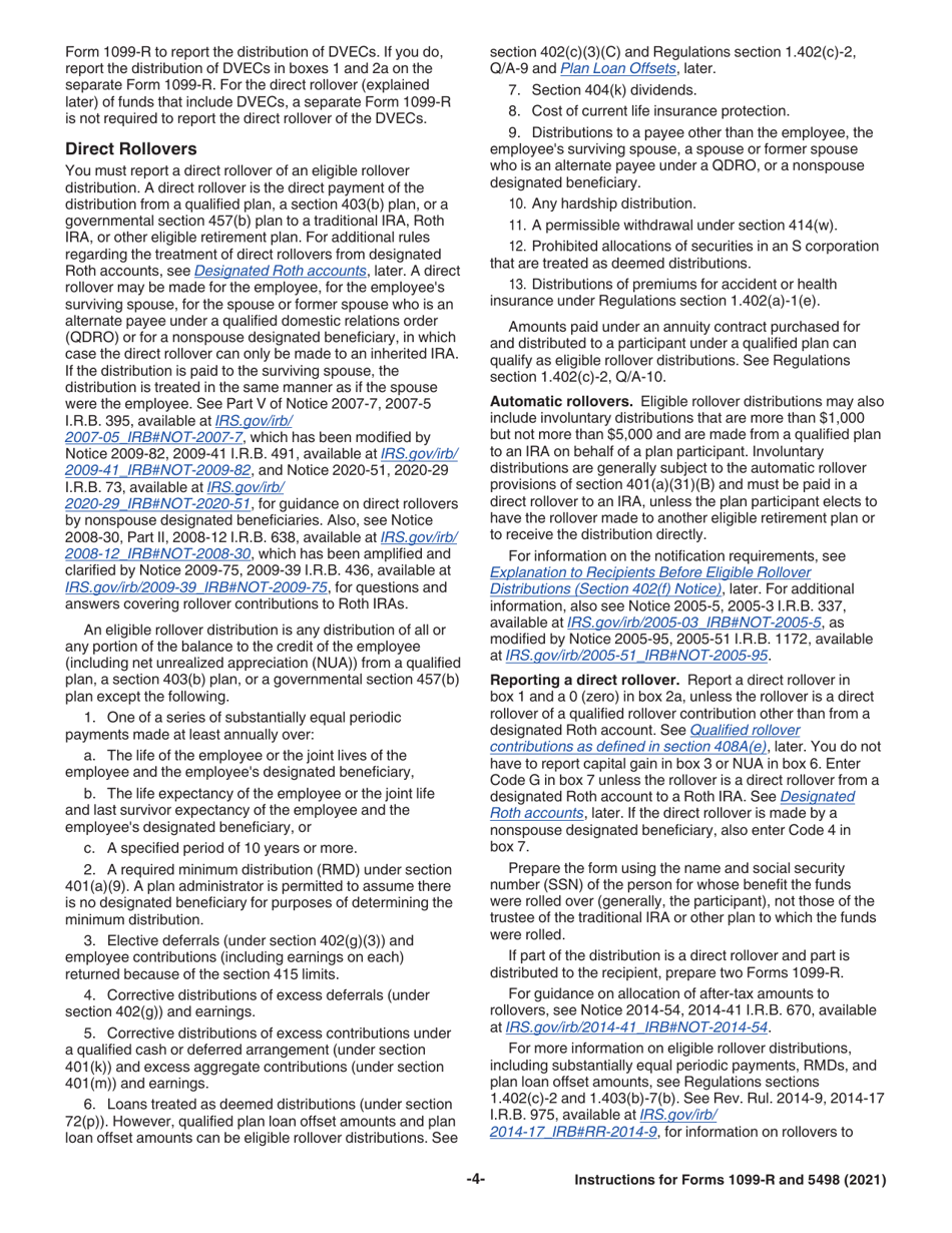 Instructions for IRS Form 1099-R, 5498, Page 4