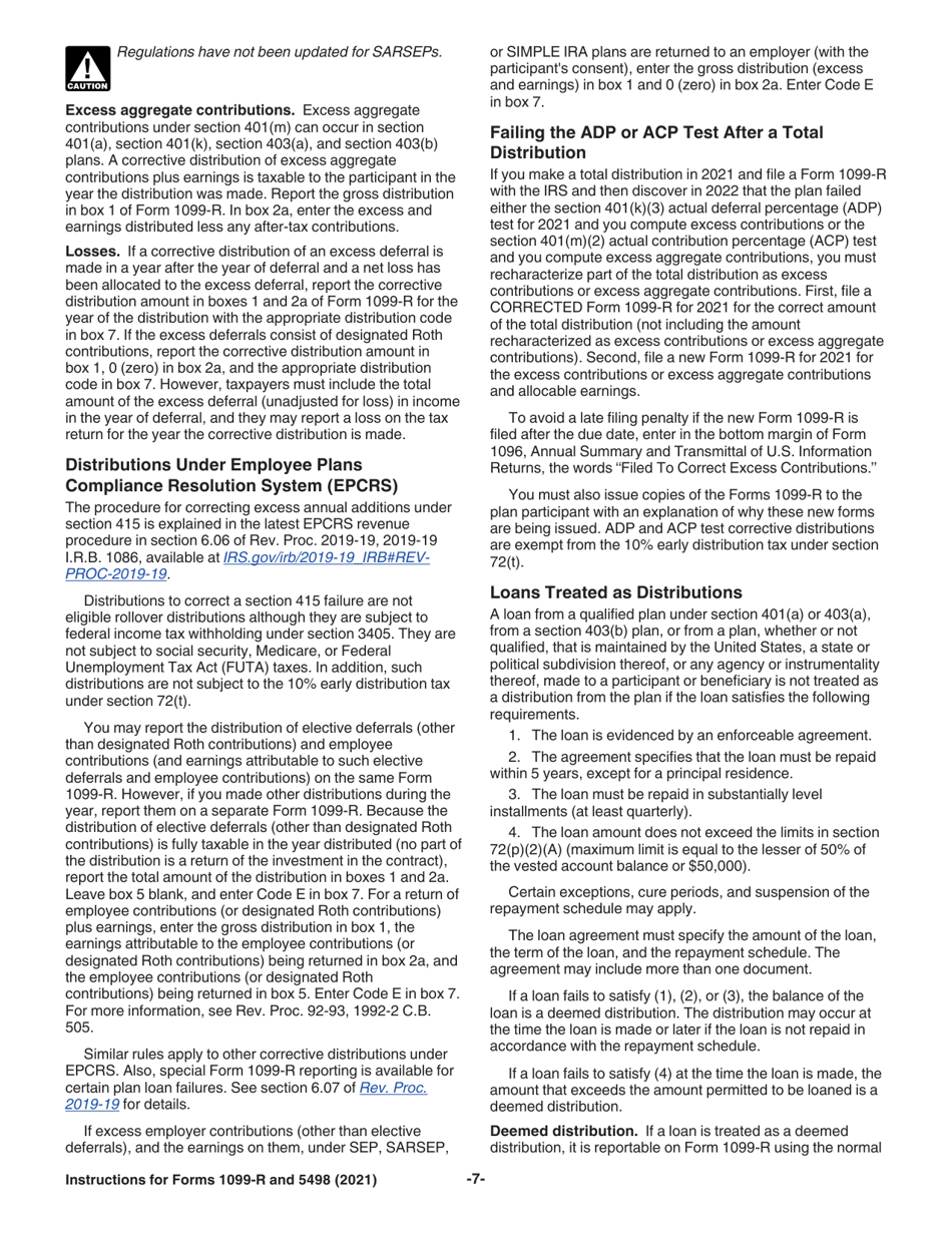 Instructions for IRS Form 1099-R, 5498, Page 7