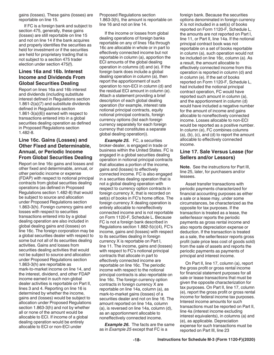 Instructions for IRS Form 1120-F Schedule M-3 Net Income (Loss) Reconciliation for Foreign Corporations With Reportable Assets of $10 Million or More, Page 18