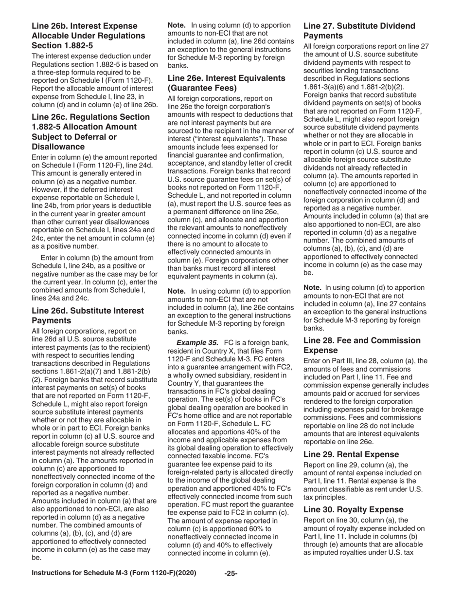 Instructions for IRS Form 1120-F Schedule M-3 Net Income (Loss) Reconciliation for Foreign Corporations With Reportable Assets of $10 Million or More, Page 25