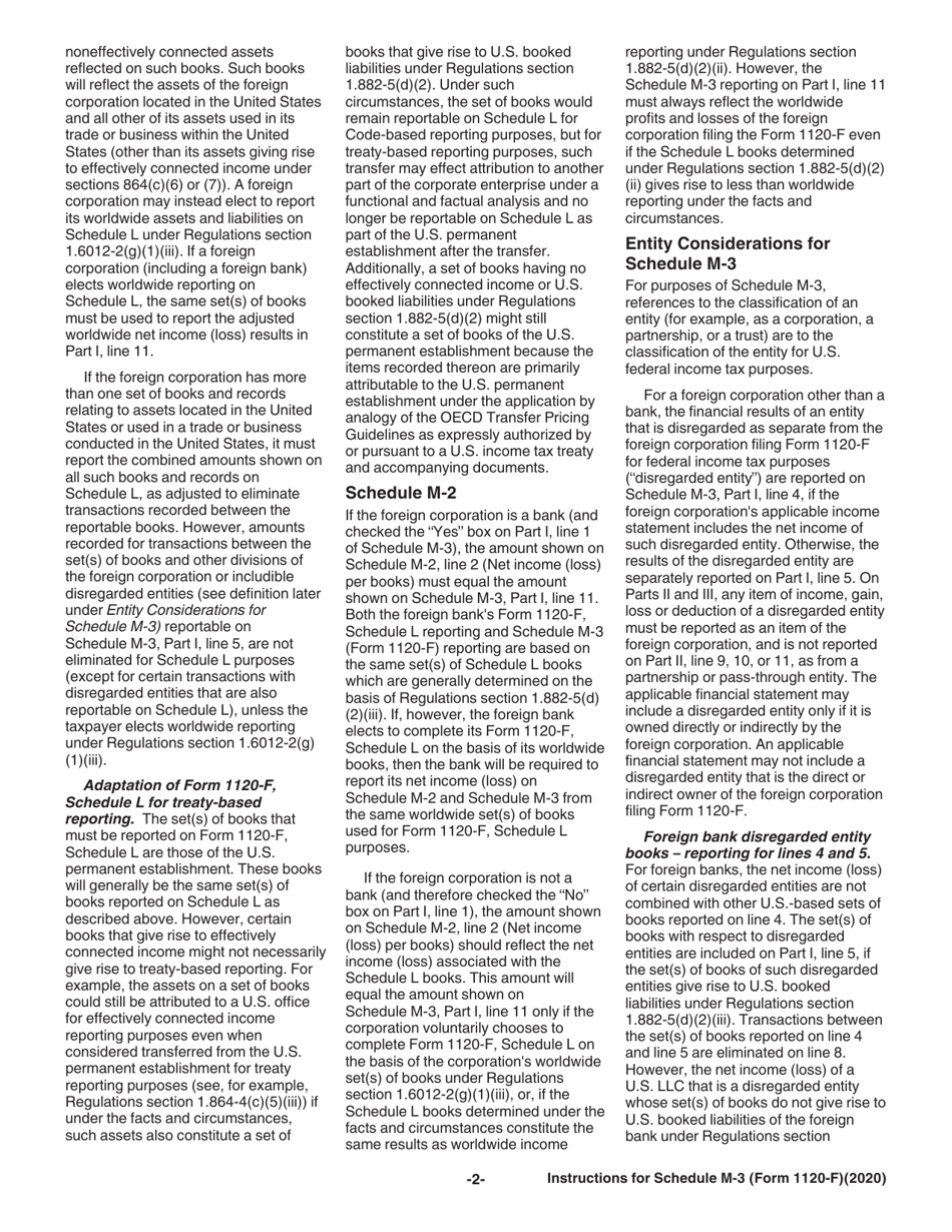 Instructions for IRS Form 1120-F Schedule M-3 Net Income (Loss) Reconciliation for Foreign Corporations With Reportable Assets of $10 Million or More, Page 2