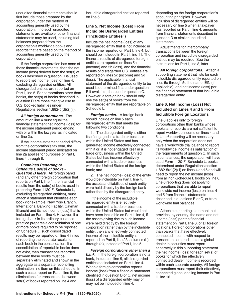 Instructions for IRS Form 1120-F Schedule M-3 Net Income (Loss) Reconciliation for Foreign Corporations With Reportable Assets of $10 Million or More, Page 5