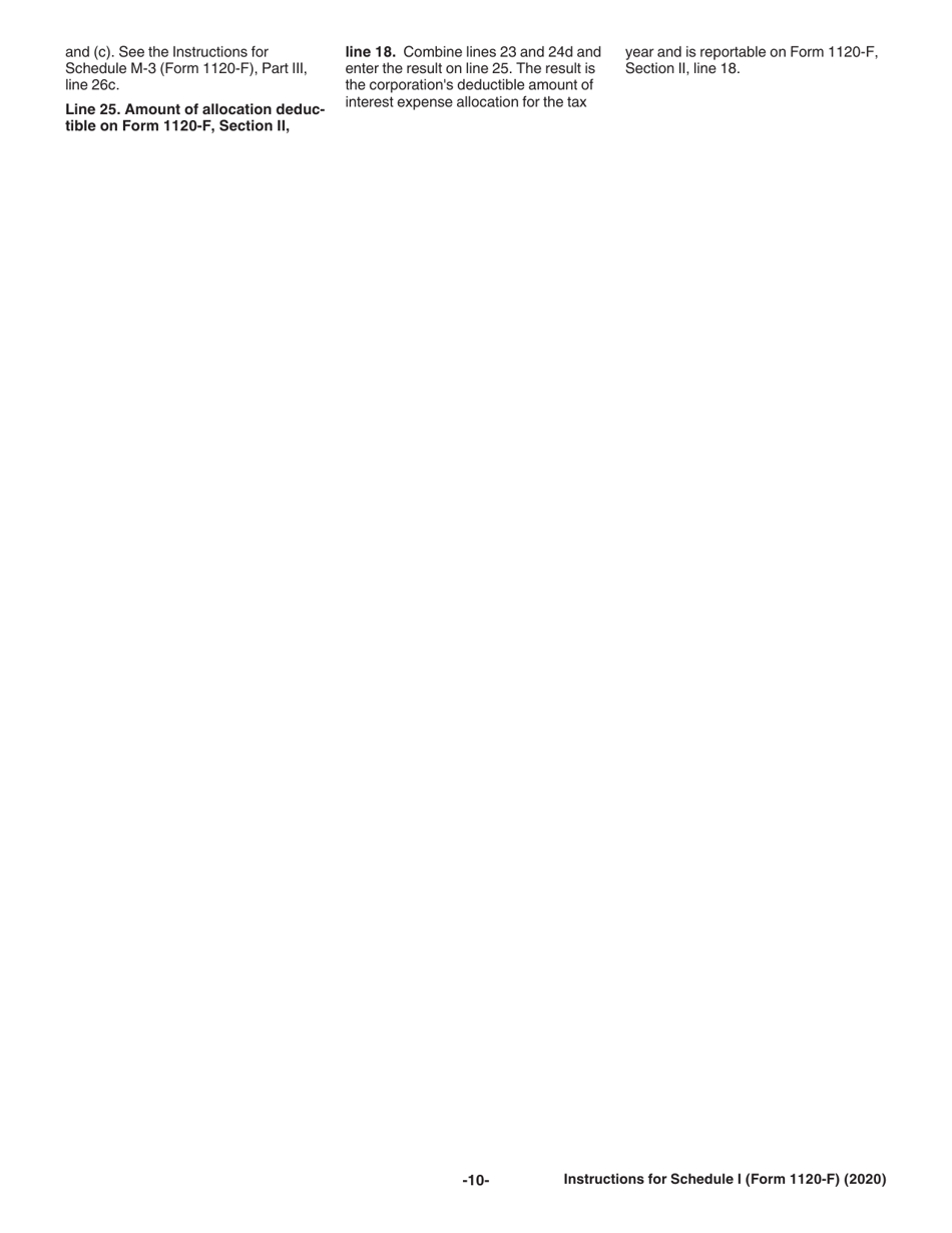 Instructions for IRS Form 1120-F Schedule I Interest Expense Allocation Under Regulations Section 1.882-5, Page 10