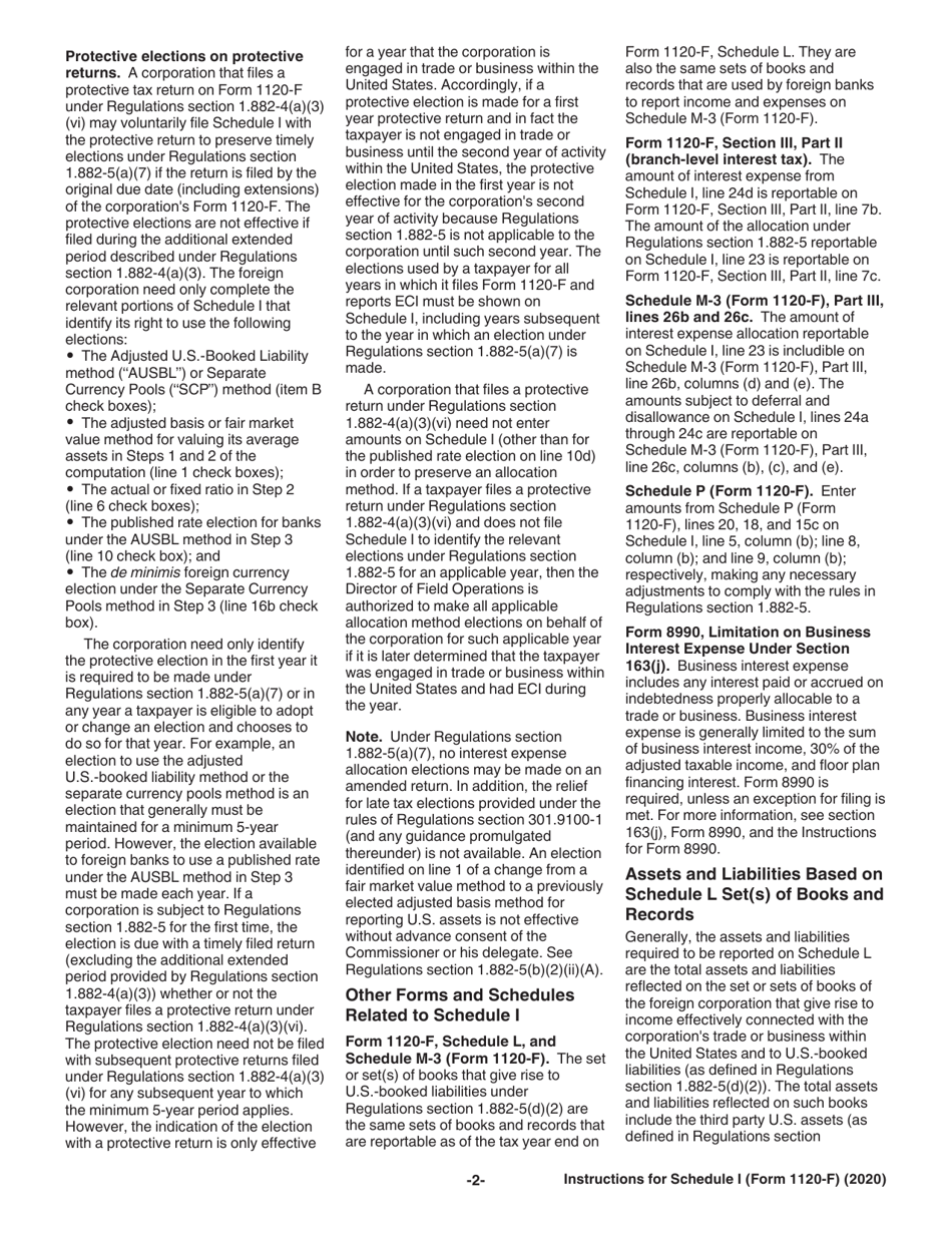 Instructions for IRS Form 1120-F Schedule I Interest Expense Allocation Under Regulations Section 1.882-5, Page 2