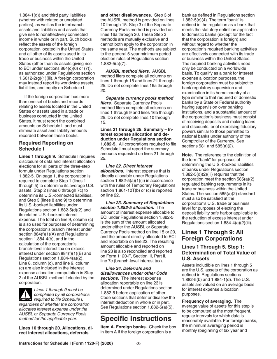Instructions for IRS Form 1120-F Schedule I Interest Expense Allocation Under Regulations Section 1.882-5, Page 3