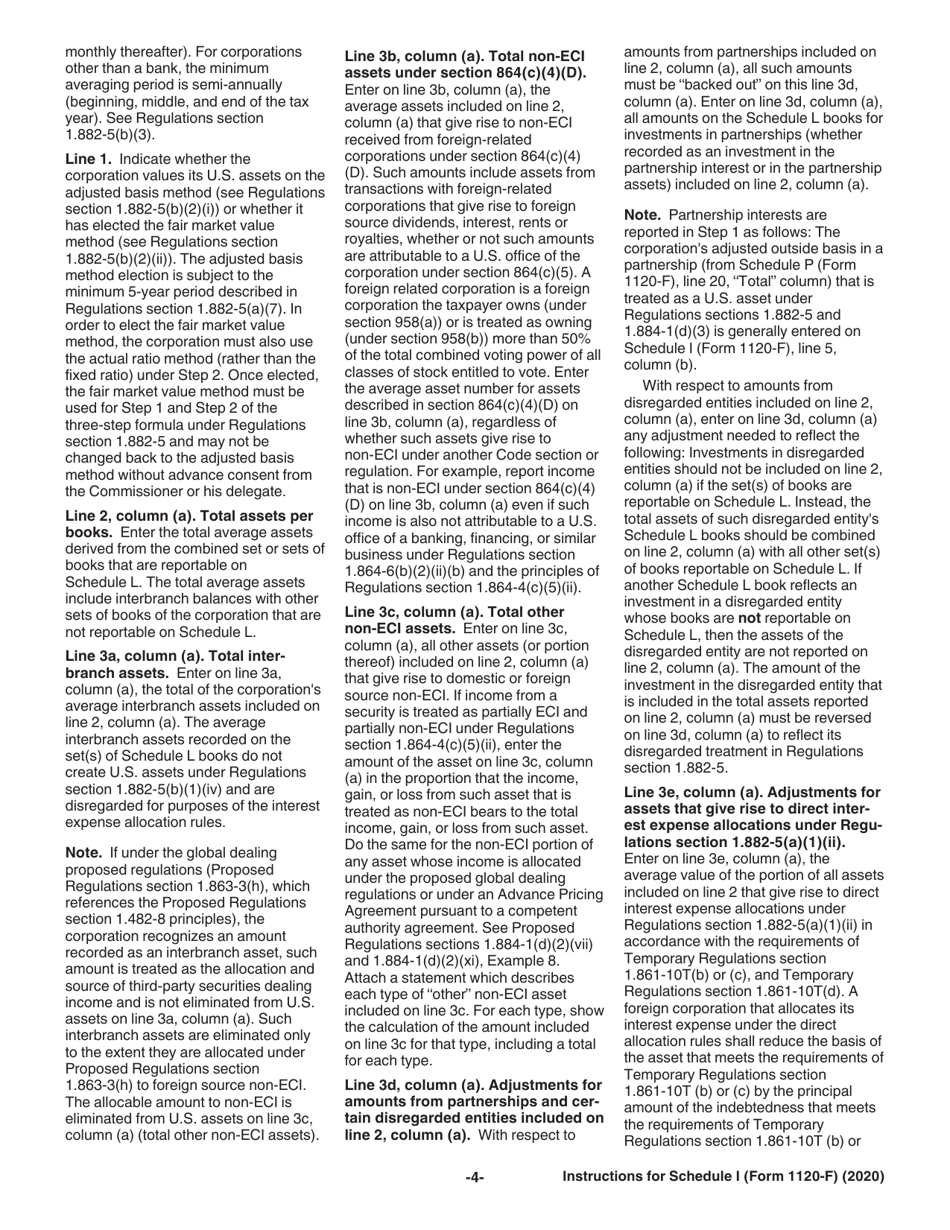 Instructions for IRS Form 1120-F Schedule I Interest Expense Allocation Under Regulations Section 1.882-5, Page 4