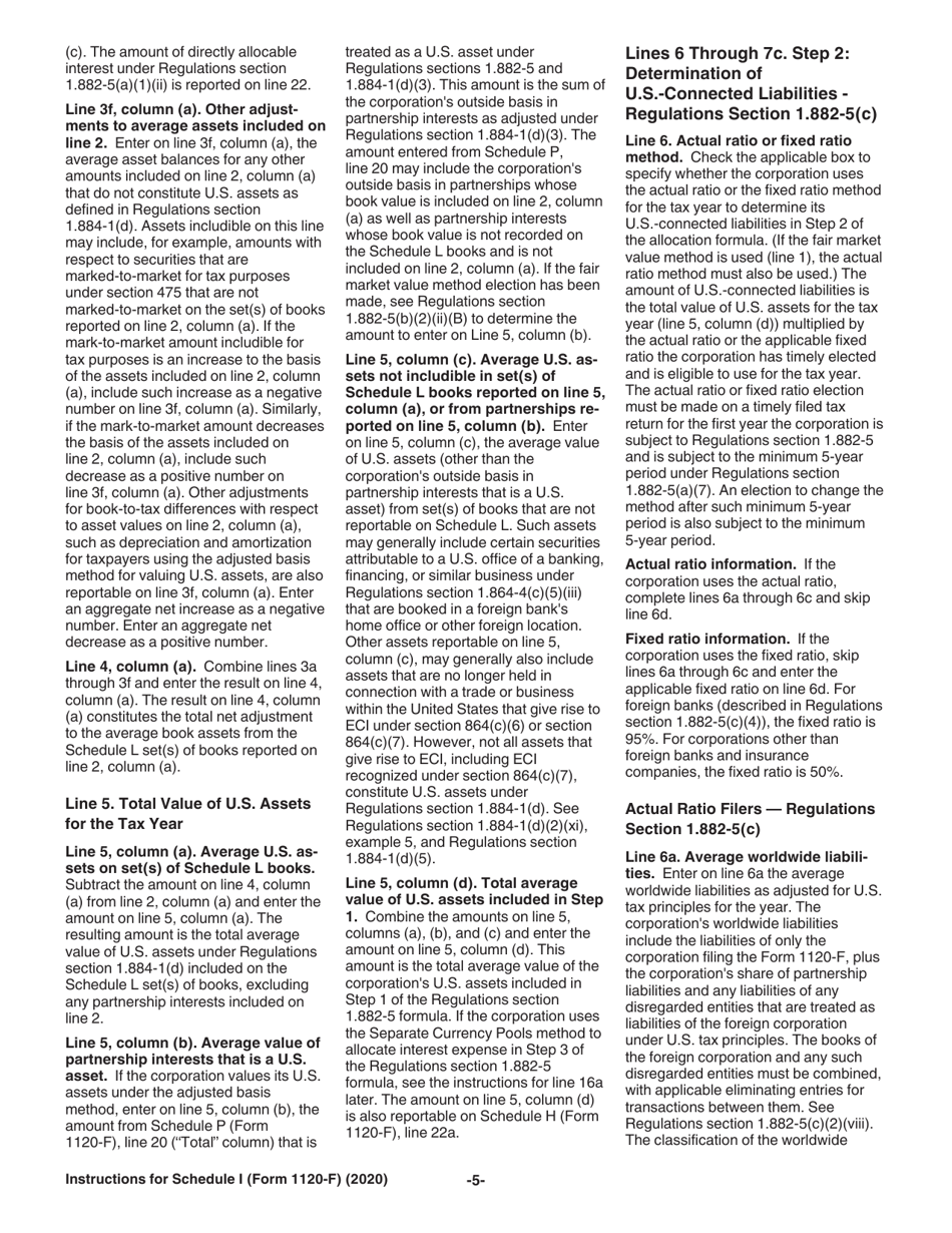 Instructions for IRS Form 1120-F Schedule I Interest Expense Allocation Under Regulations Section 1.882-5, Page 5