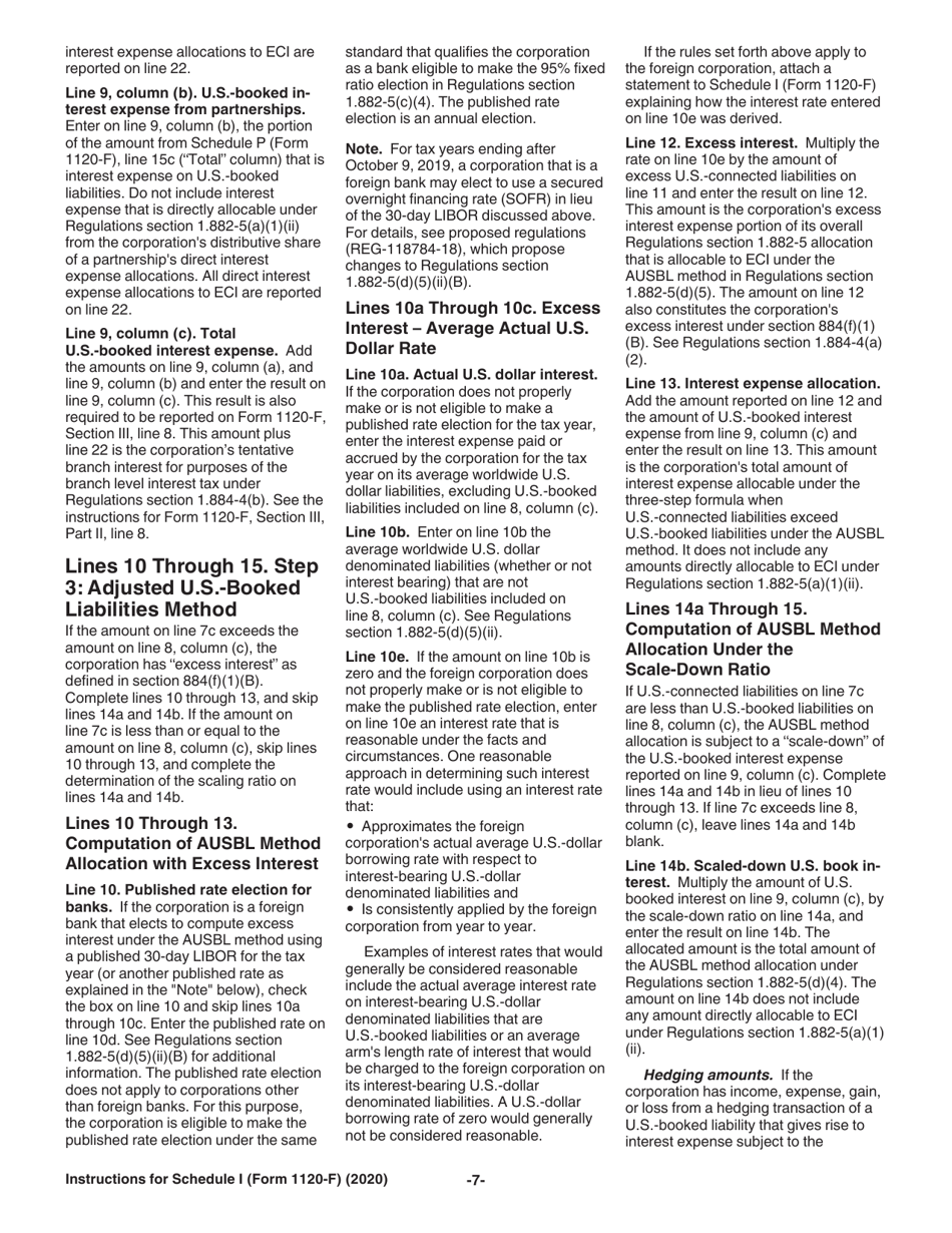 Instructions for IRS Form 1120-F Schedule I Interest Expense Allocation Under Regulations Section 1.882-5, Page 7