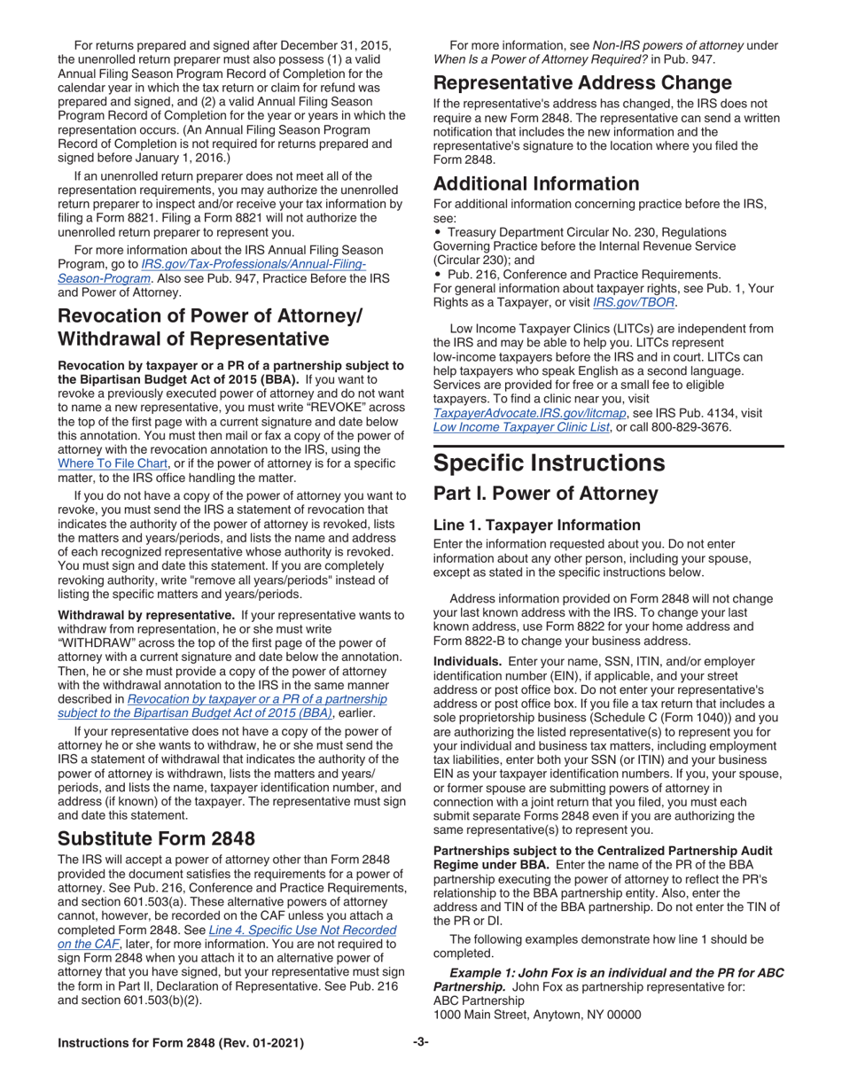 Instructions for IRS Form 2848 Power of Attorney and Declaration of Representative, Page 3