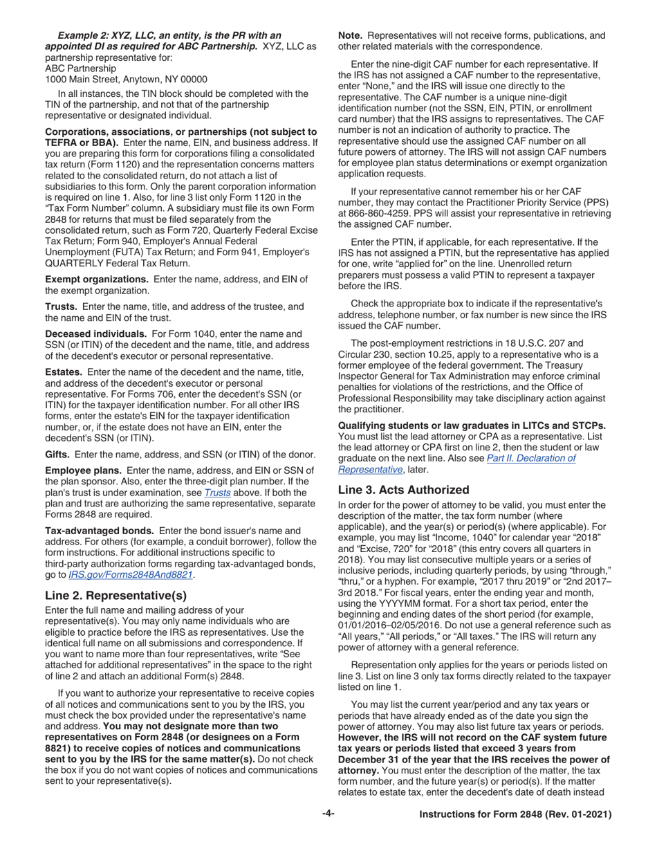 Instructions for IRS Form 2848 Power of Attorney and Declaration of Representative, Page 4