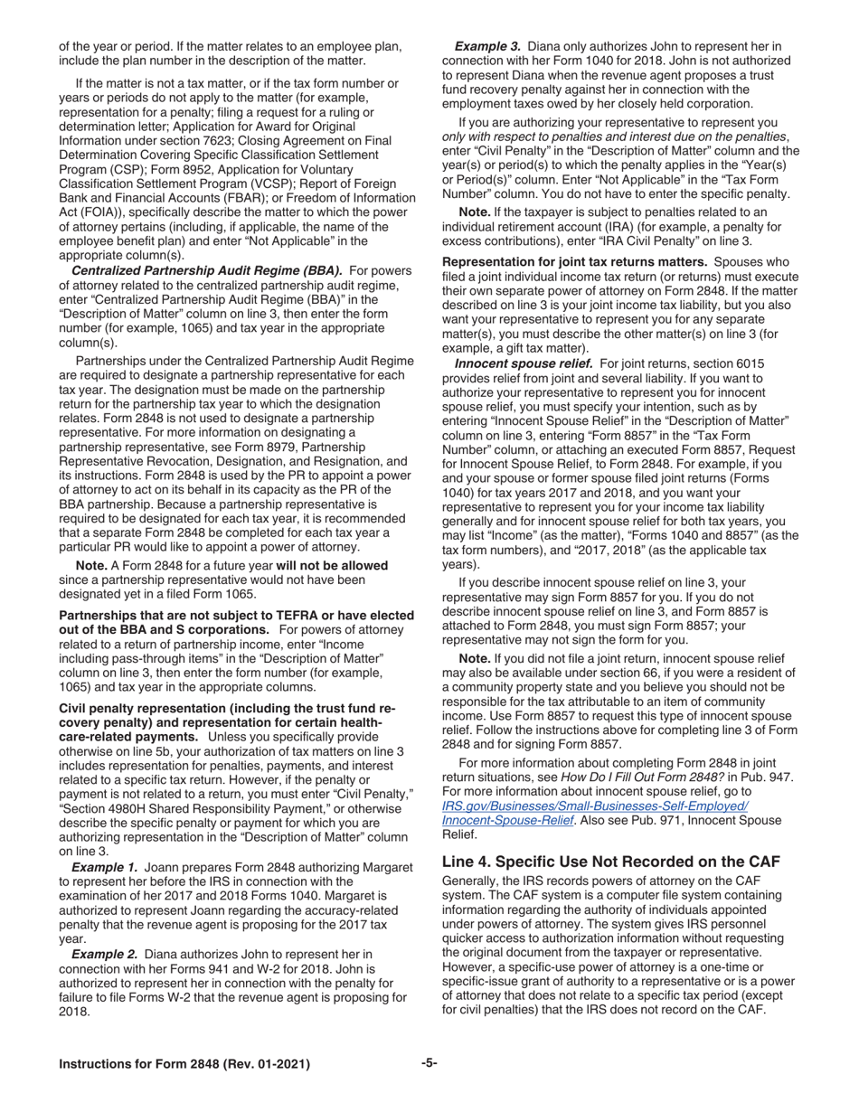 Instructions for IRS Form 2848 Power of Attorney and Declaration of Representative, Page 5
