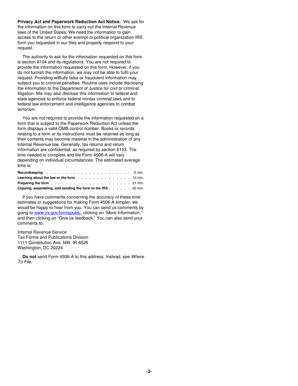Instructions for IRS Form 4506-A Request for a Copy of Exempt or Political Organization IRS Form, Page 3